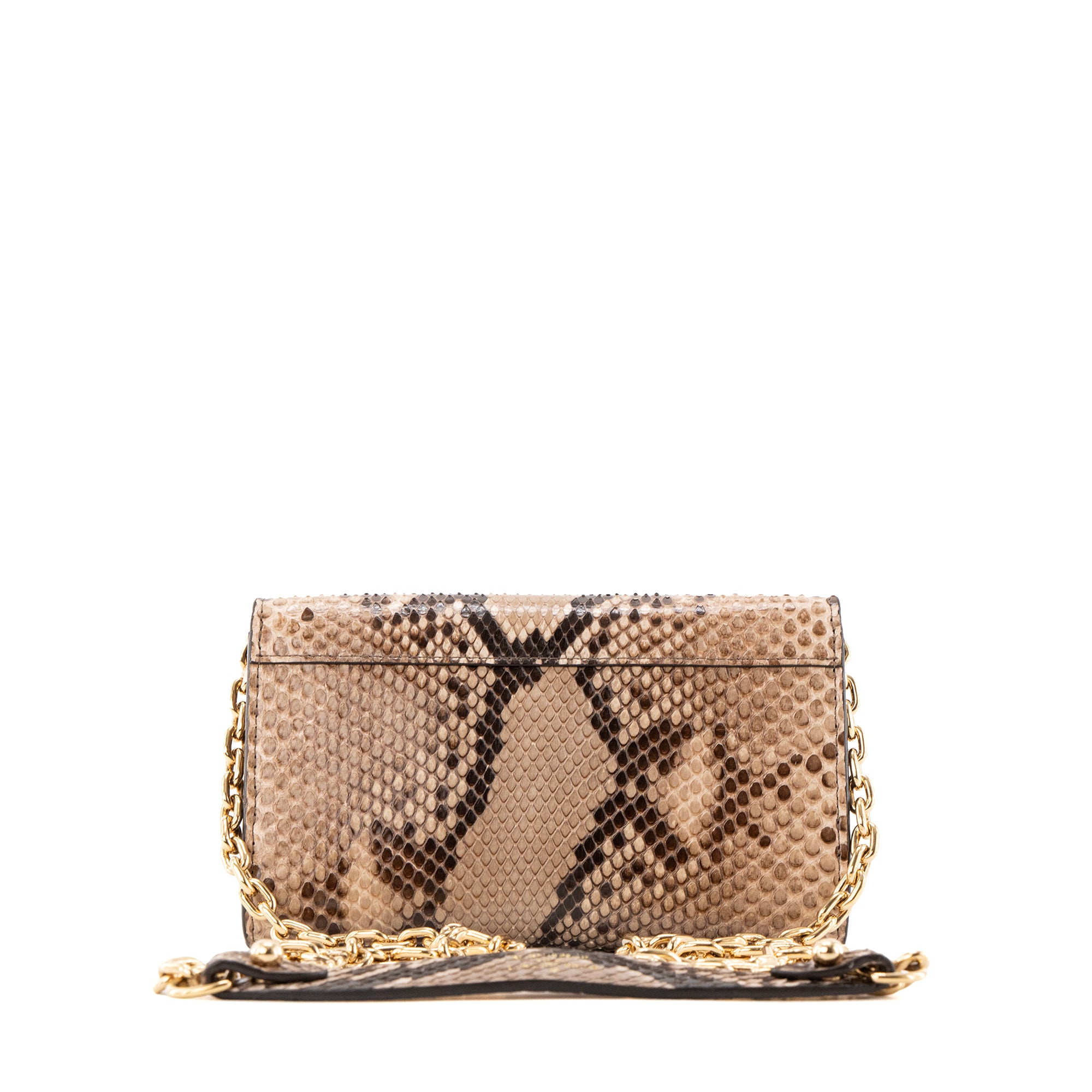 LOUIS VUITTON - Sac à bandoulière Wallet On Chain Twist Louis Vuitton en cuir exotique python marron