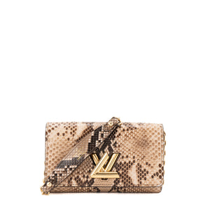 LOUIS VUITTON - Sac à bandoulière Wallet On Chain Twist Louis Vuitton en cuir exotique python marron