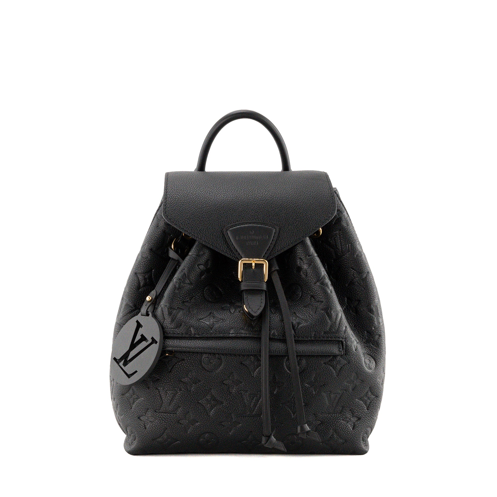 LOUIS VUITTON - Sac à dos Montsouris Louis Vuitton en cuir empreinte noir