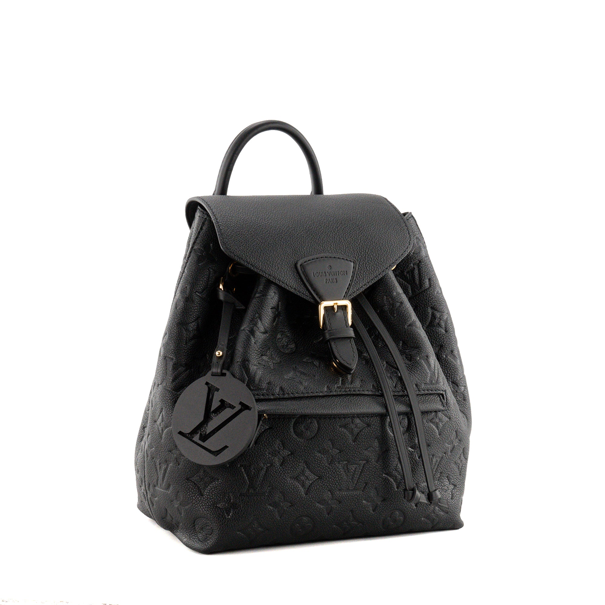 LOUIS VUITTON - Sac à dos Montsouris Louis Vuitton en cuir empreinte noir