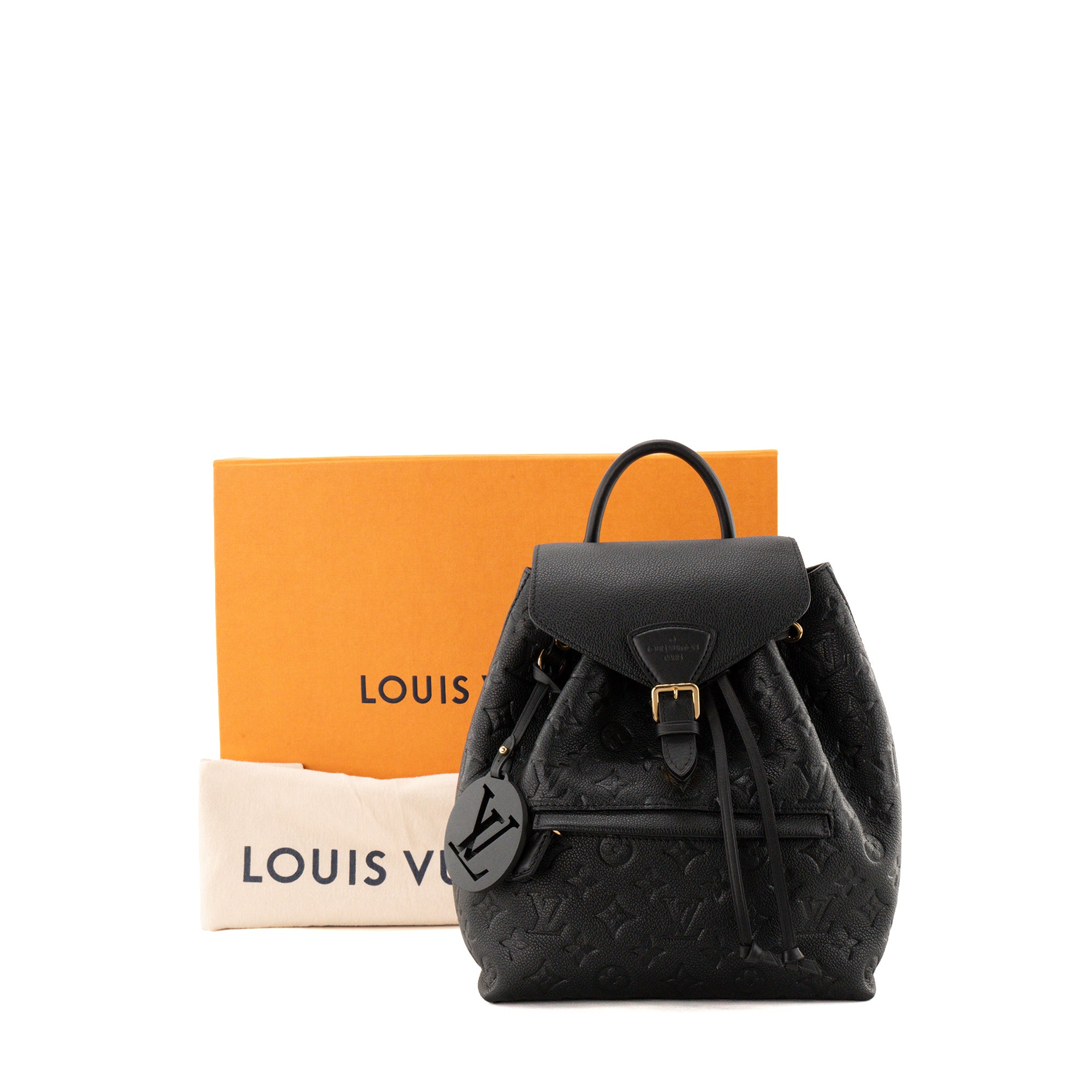 LOUIS VUITTON - Sac à dos Montsouris Louis Vuitton en cuir empreinte noir