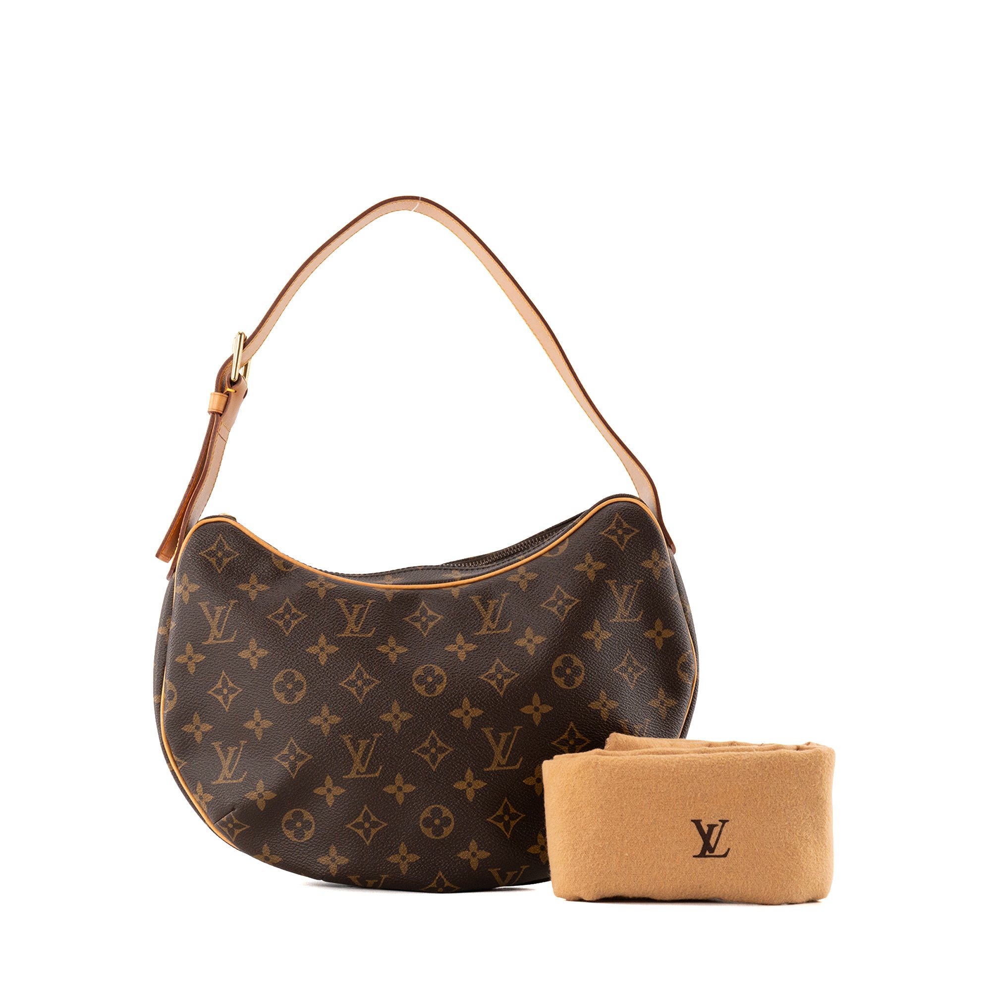 LOUIS VUITTON - Sac à épaule Croissant MM Louis Vuitton en toile enduite monogrammée