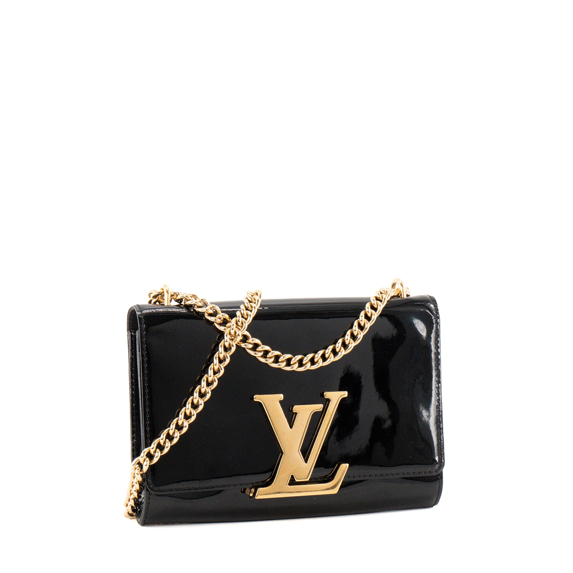 LOUIS VUITTON - Sac à bandoulière Louise Louis Vuitton en cuir verni noir