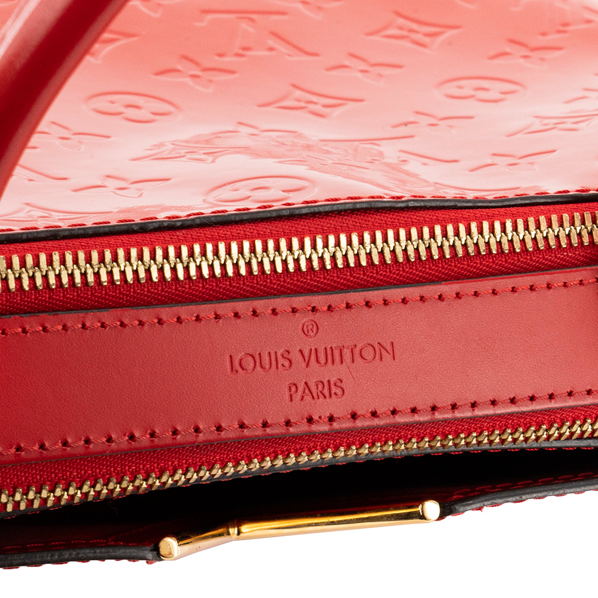 LOUIS VUITTON - Sac à épaule Melrose Avenue Louis Vuitton en cuir verni et cuir lisse rouge
