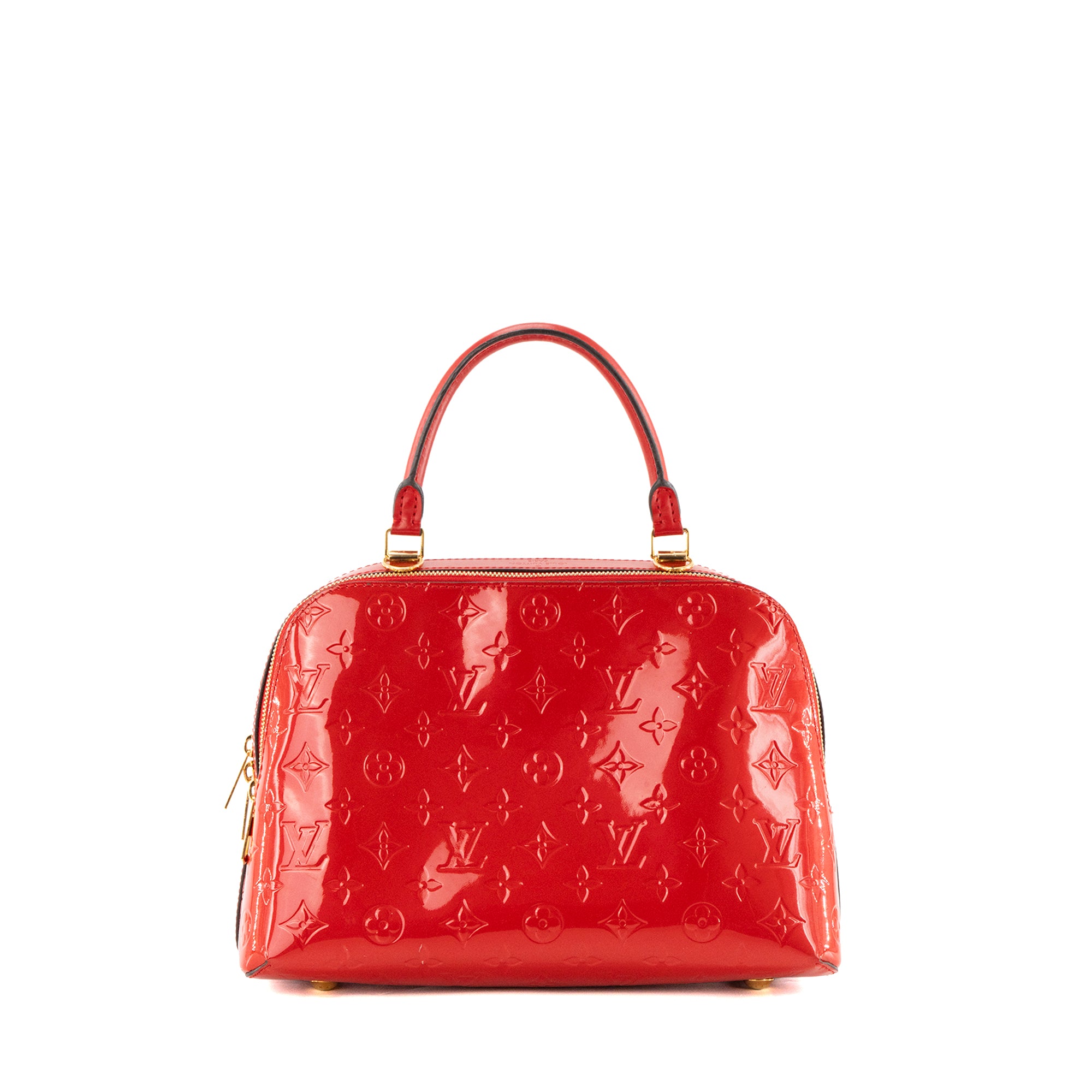 LOUIS VUITTON - Sac à épaule Melrose Avenue Louis Vuitton en cuir verni et cuir lisse rouge
