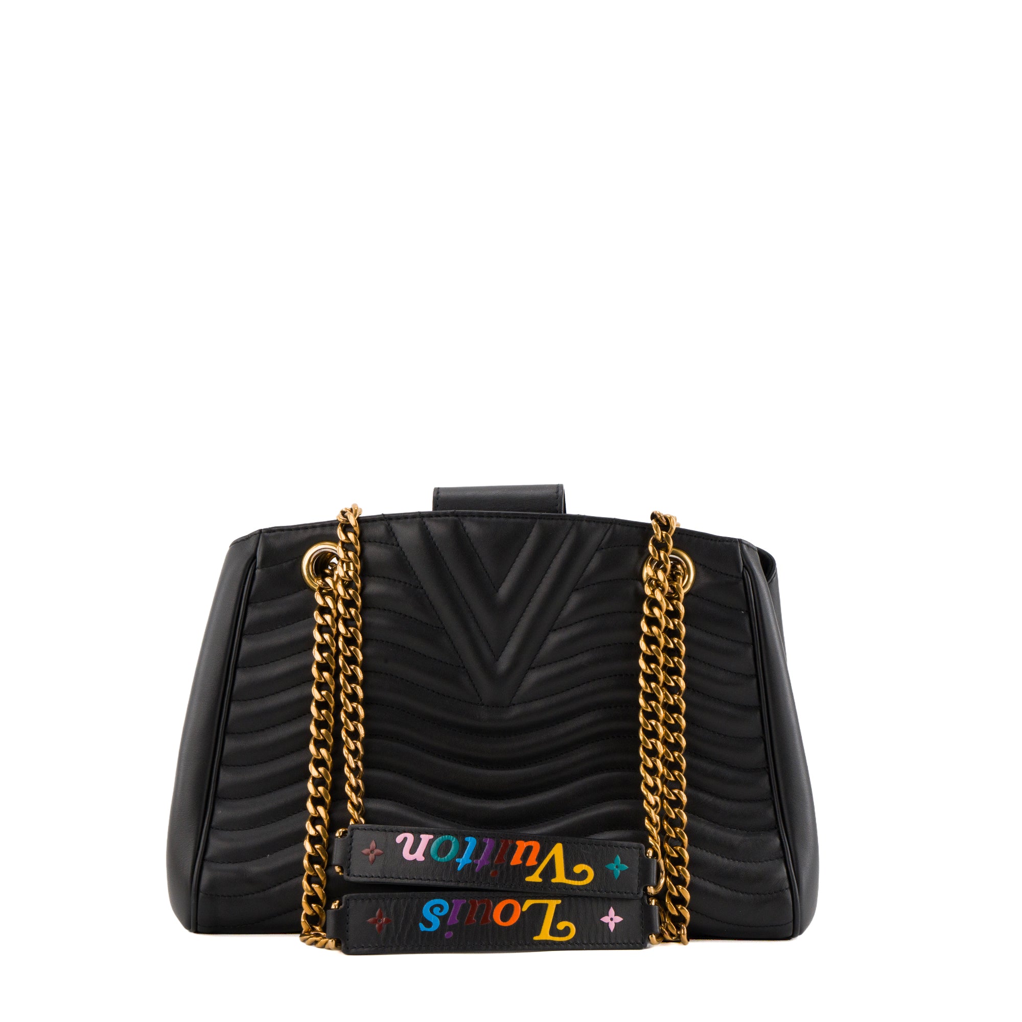 LOUIS VUITTON - Sac à épaule New Wave Louis Vuitton en cuir lisse noir