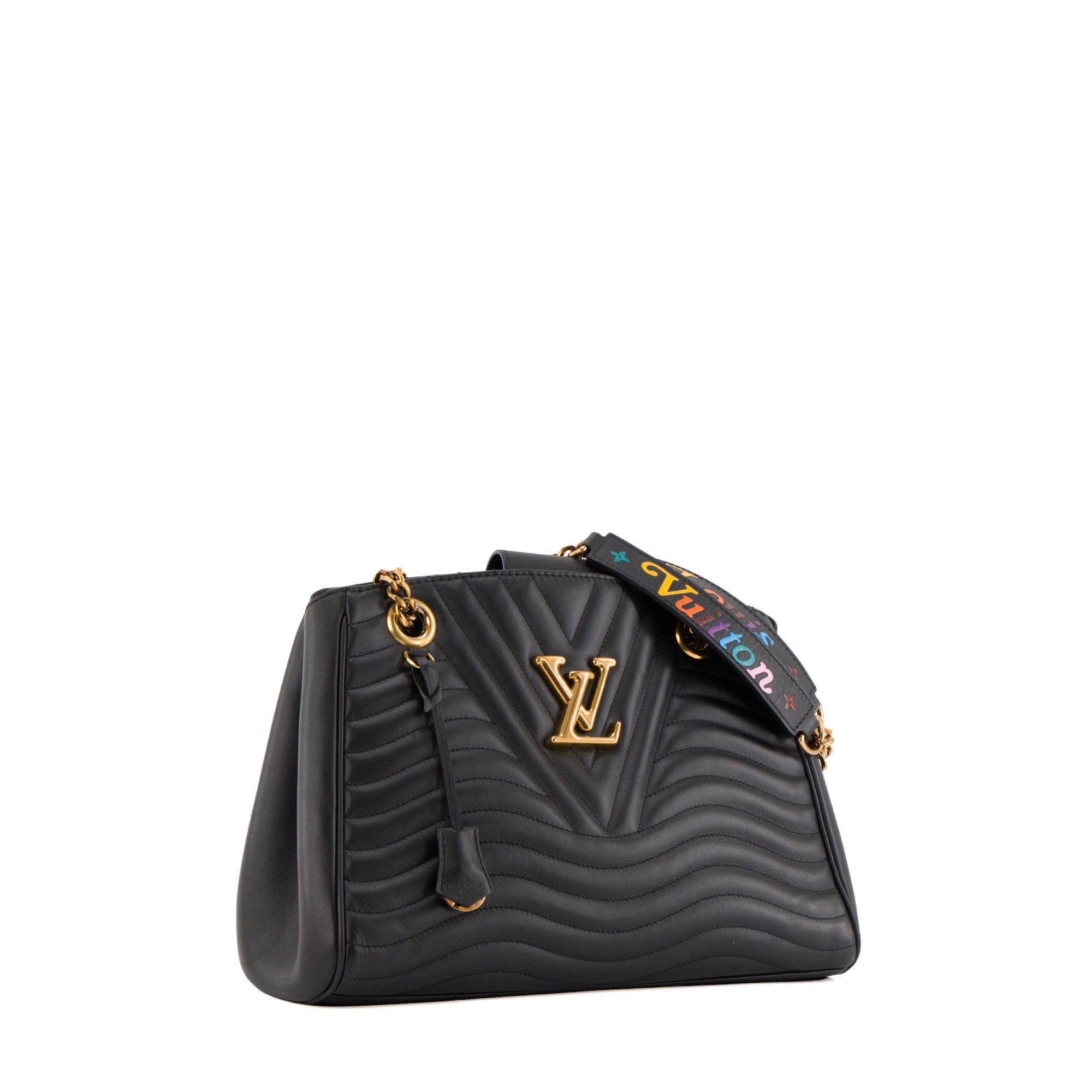 LOUIS VUITTON - Sac à épaule New Wave Louis Vuitton en cuir lisse noir