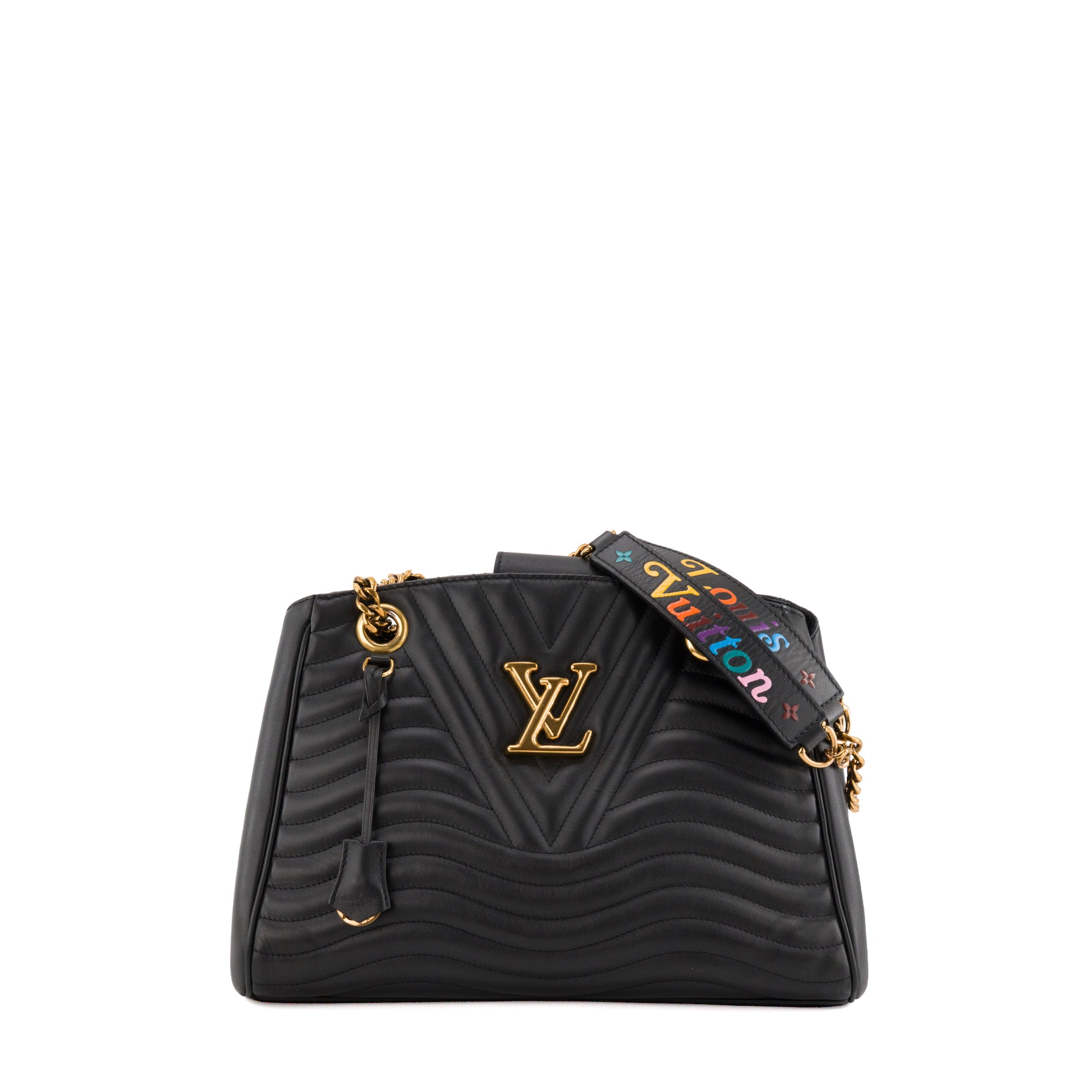 LOUIS VUITTON - Sac à épaule New Wave Louis Vuitton en cuir lisse noir