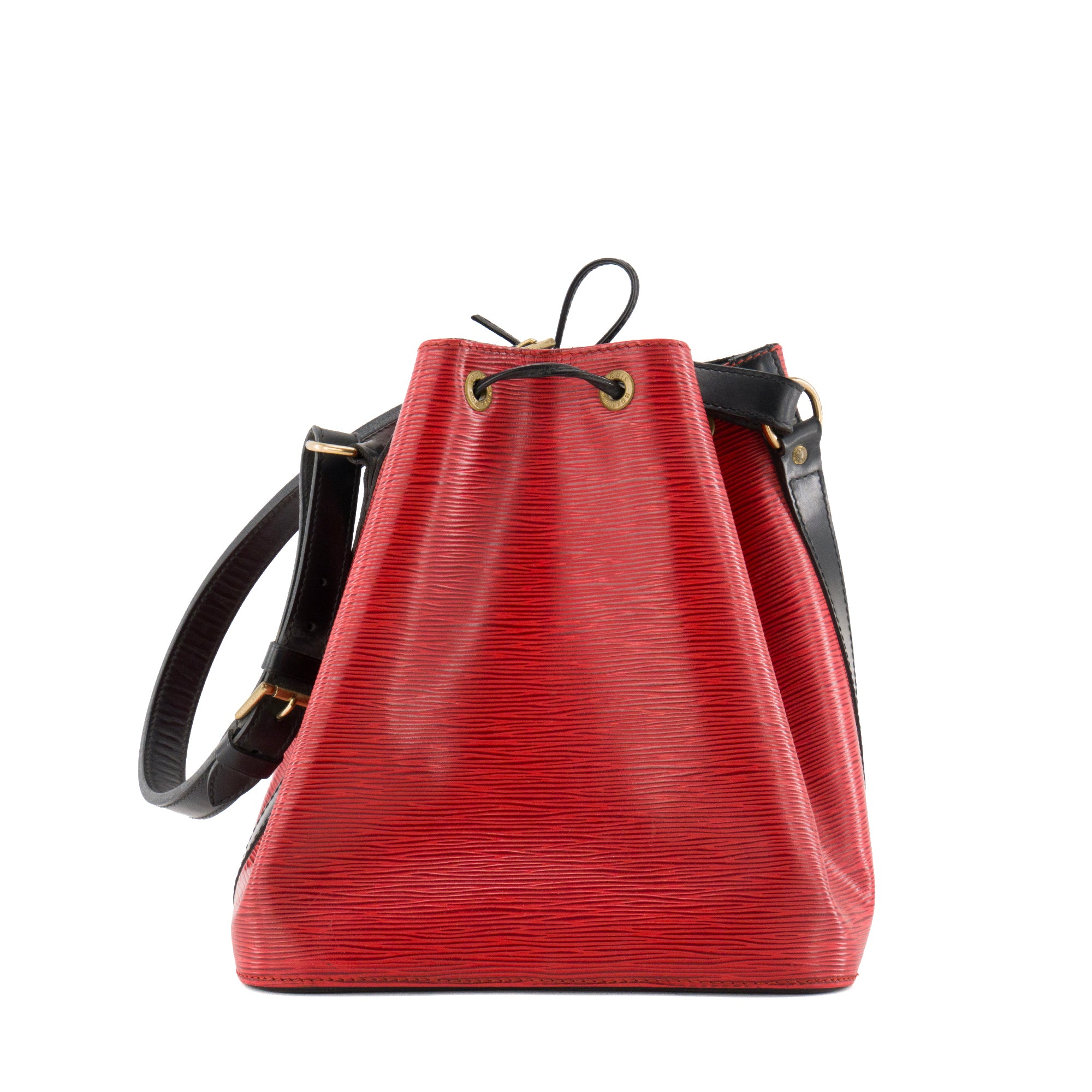 LOUIS VUITTON - Sac à épaule Noé Louis Vuitton en cuir épi rouge et noir vintage