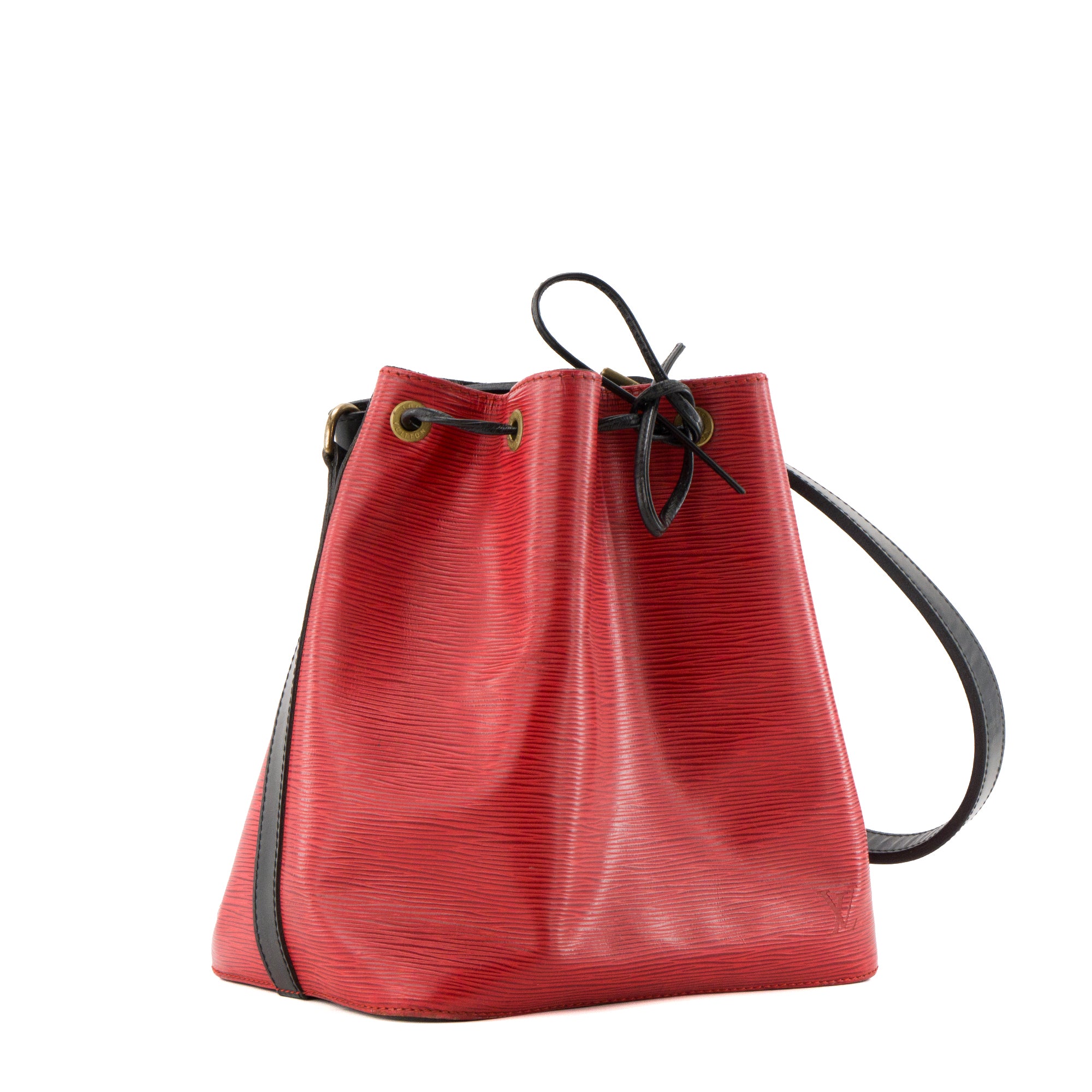 LOUIS VUITTON - Sac à épaule Noé Louis Vuitton en cuir épi rouge et noir vintage