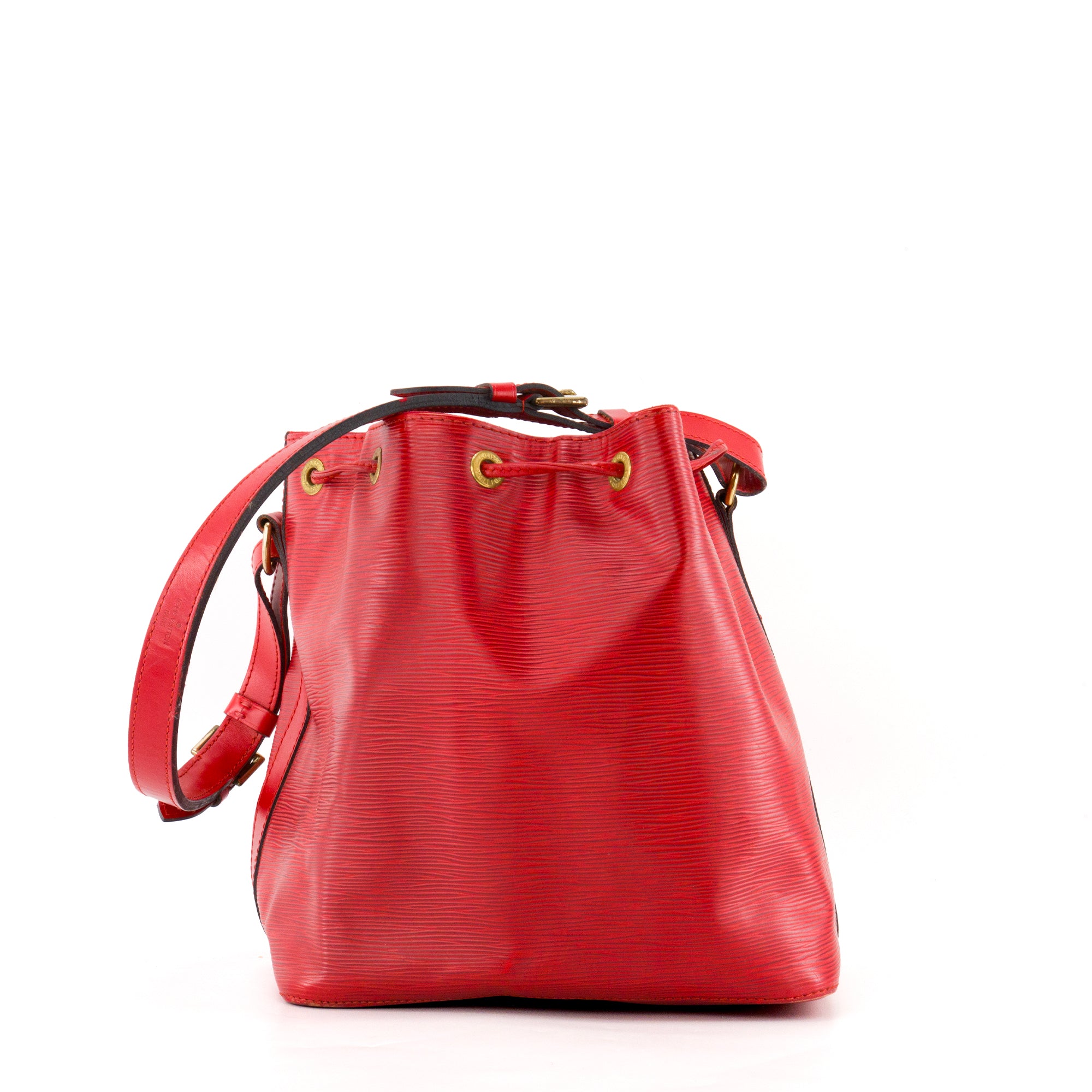 LOUIS VUITTON - Sac à épaule Noé Louis Vuitton en cuir épi rouge vintage