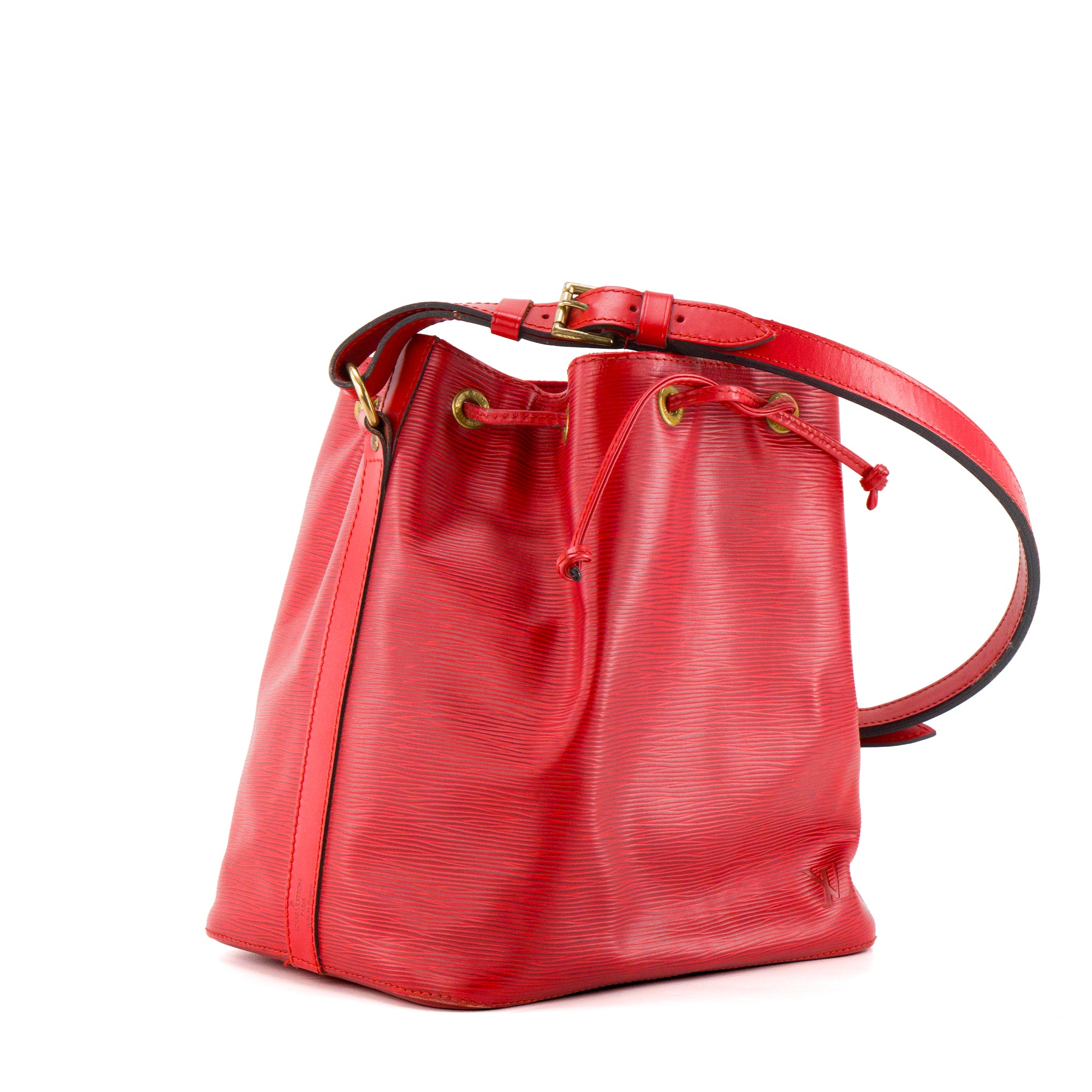 LOUIS VUITTON - Sac à épaule Noé Louis Vuitton en cuir épi rouge vintage