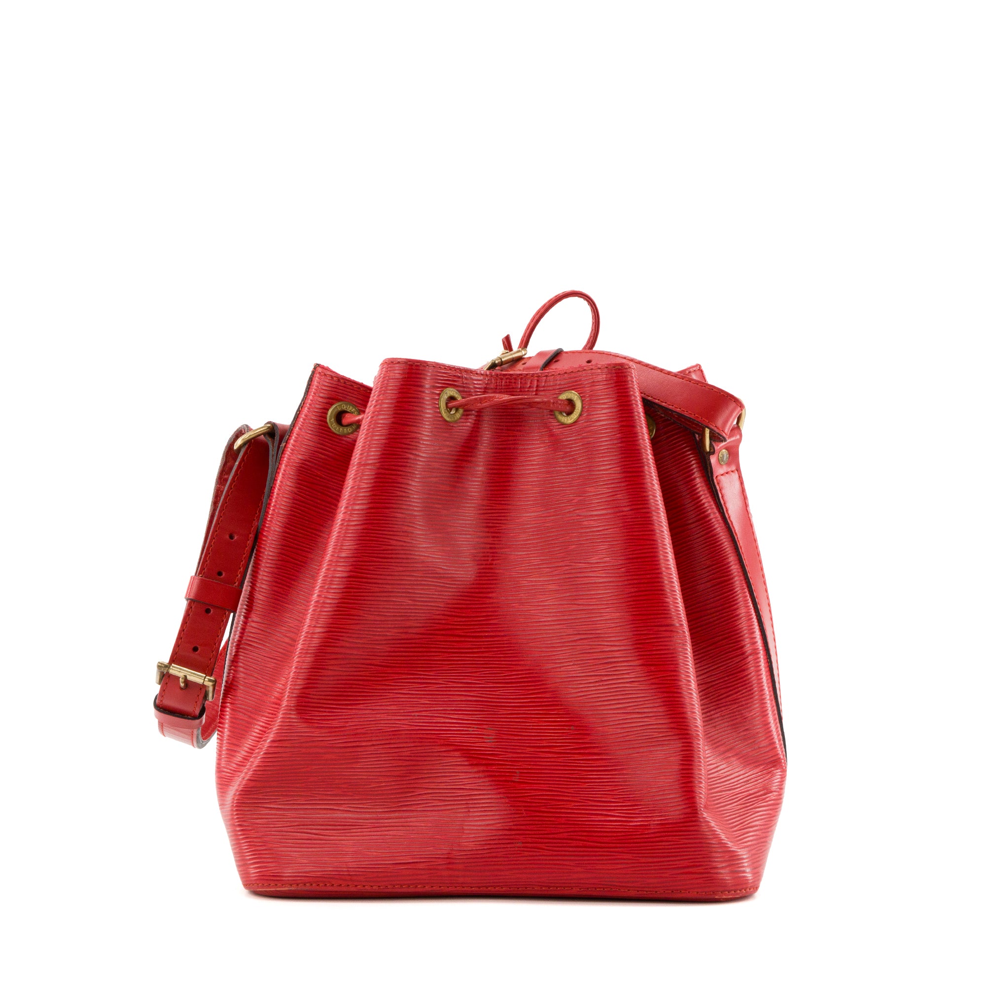 LOUIS VUITTON - Sac à épaule Noé Louis Vuitton en cuir épi rouge vintage