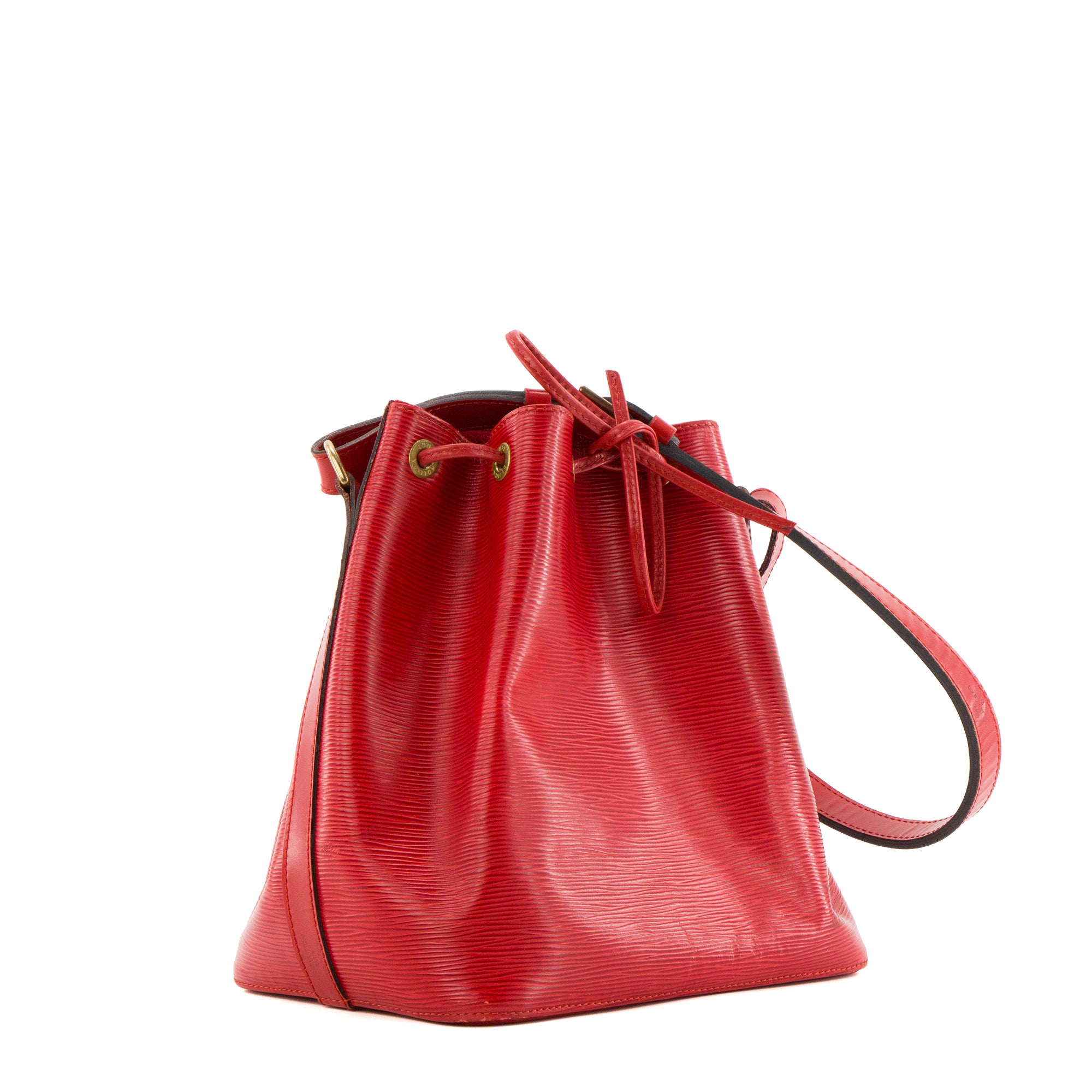 LOUIS VUITTON - Sac à épaule Noé Louis Vuitton en cuir épi rouge vintage