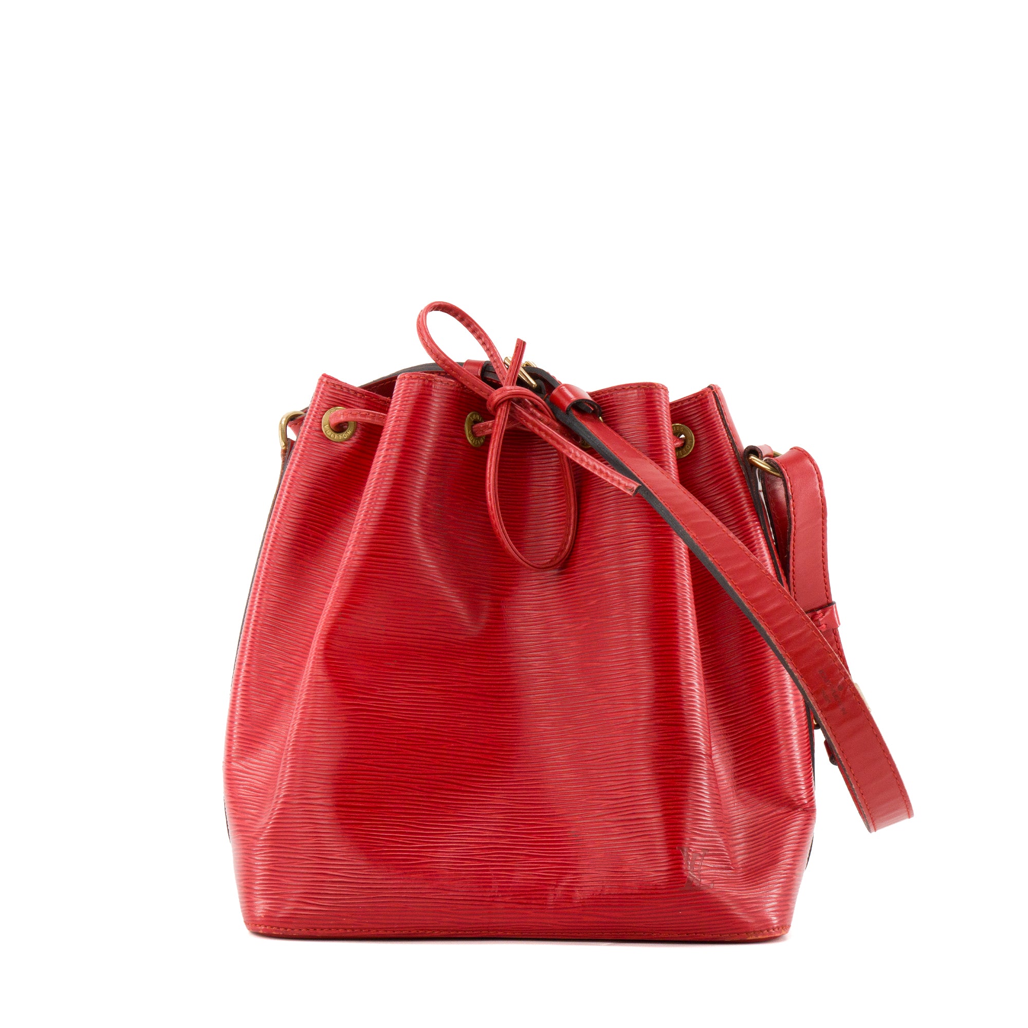 LOUIS VUITTON - Sac à épaule Noé Louis Vuitton en cuir épi rouge vintage