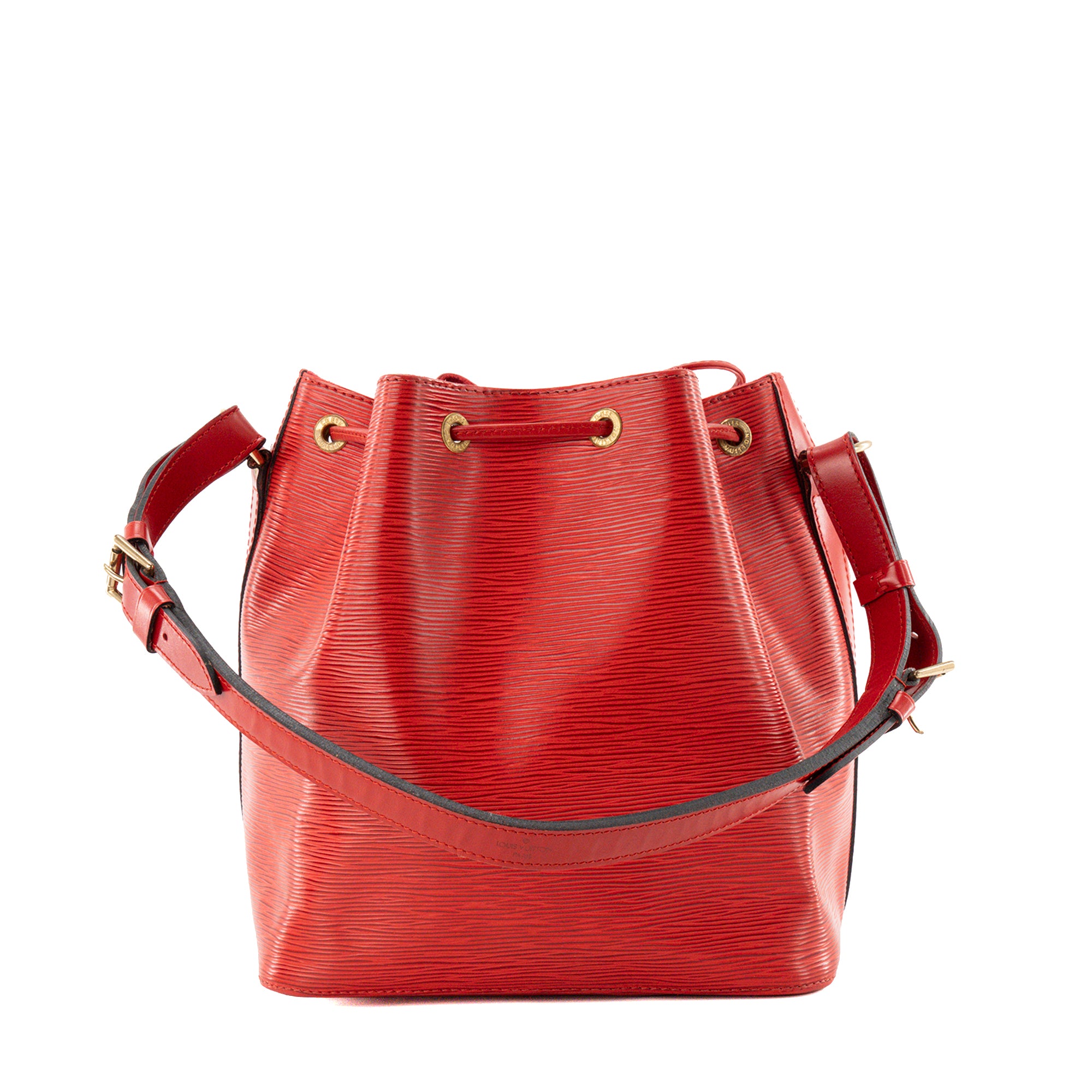 LOUIS VUITTON - Sac à épaule Noé Louis Vuitton en cuir épi rouge vintage