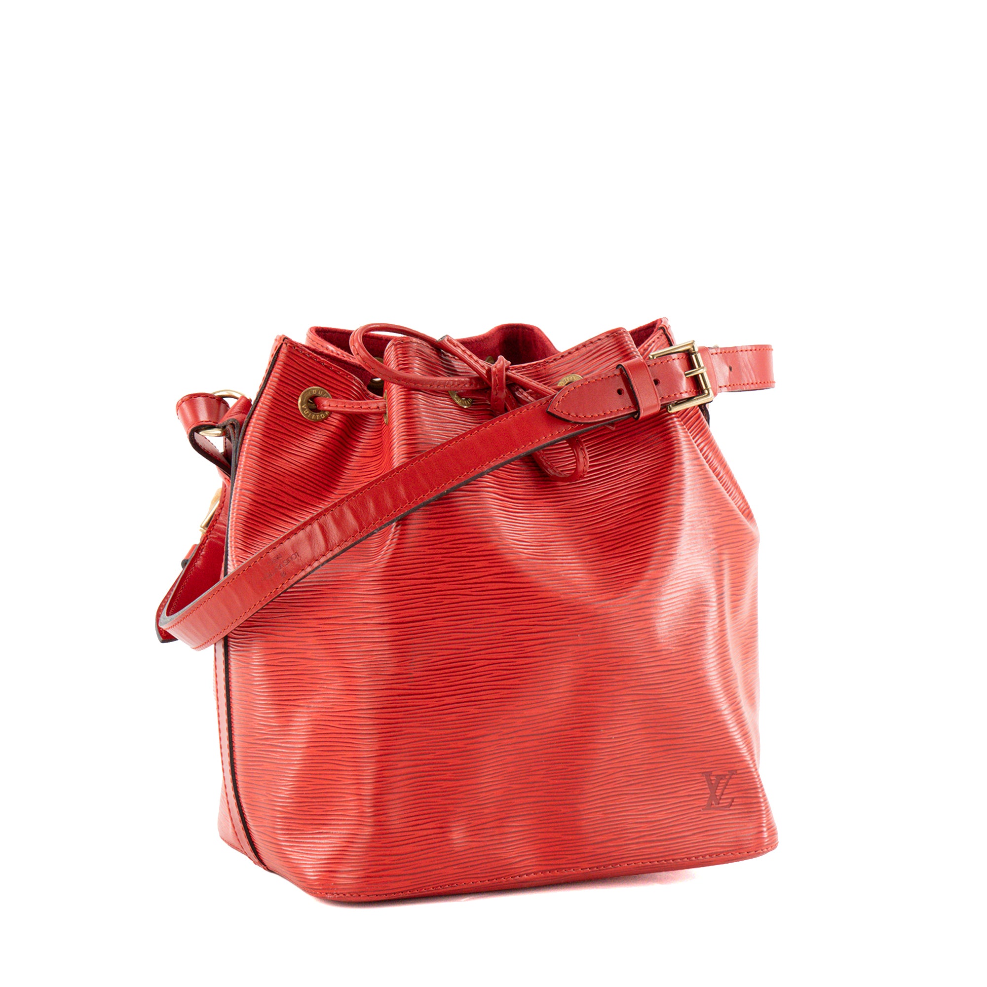 LOUIS VUITTON - Sac à épaule Noé Louis Vuitton en cuir épi rouge vintage