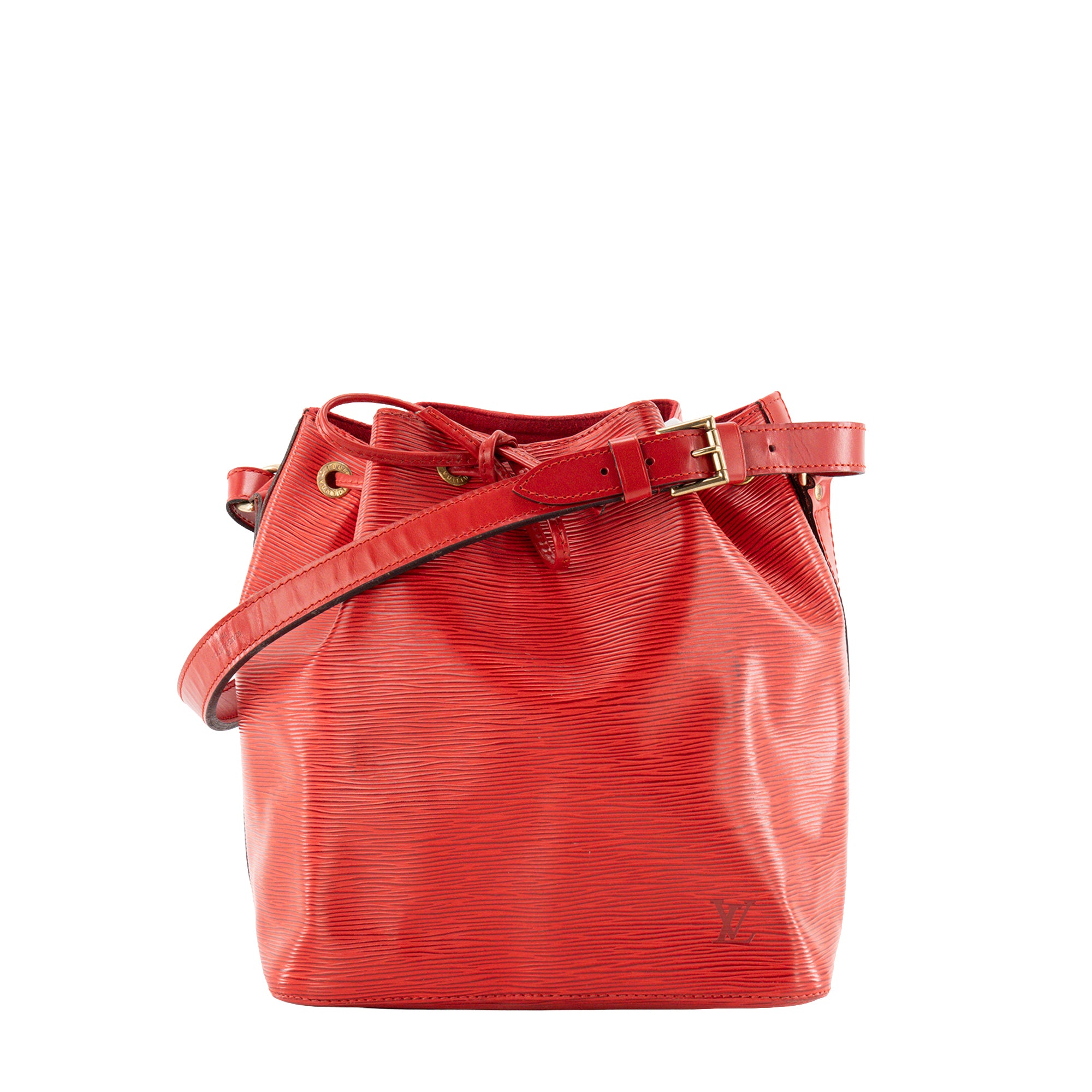 LOUIS VUITTON - Sac à épaule Noé Louis Vuitton en cuir épi rouge vintage