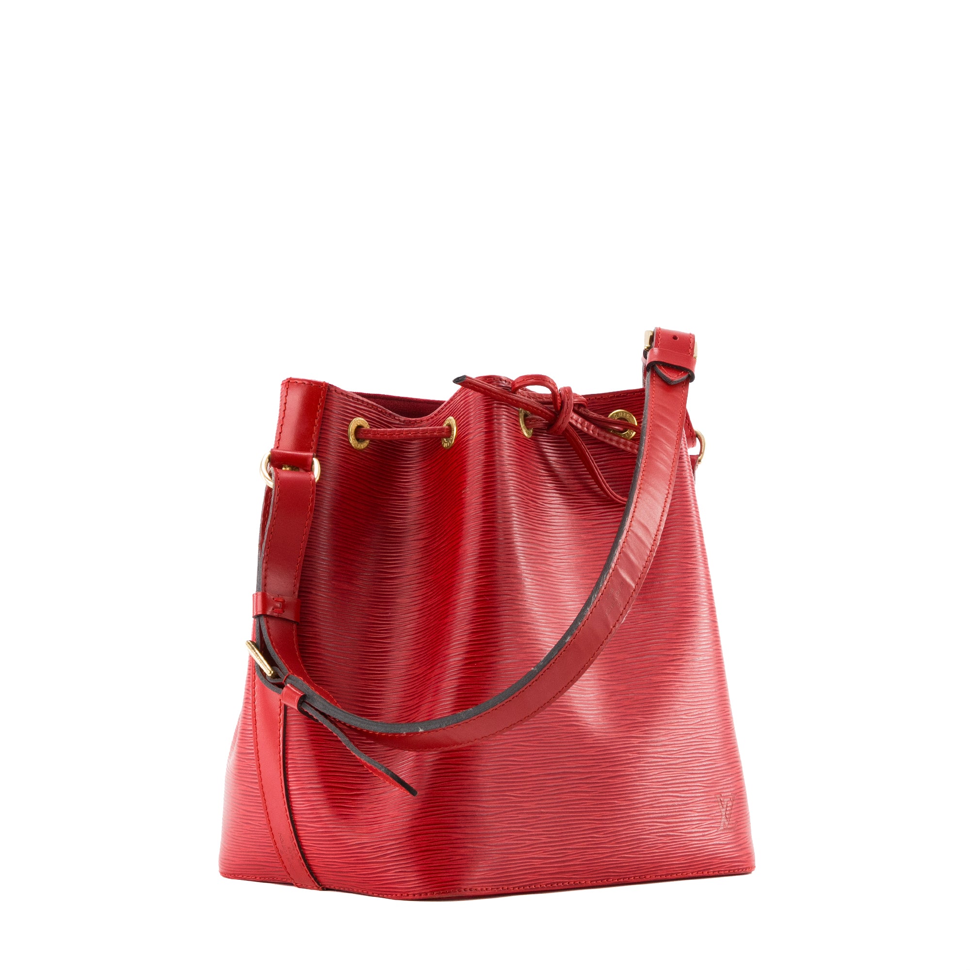 LOUIS VUITTON - Sac à épaule Noé Louis Vuitton en cuir épi rouge vintage