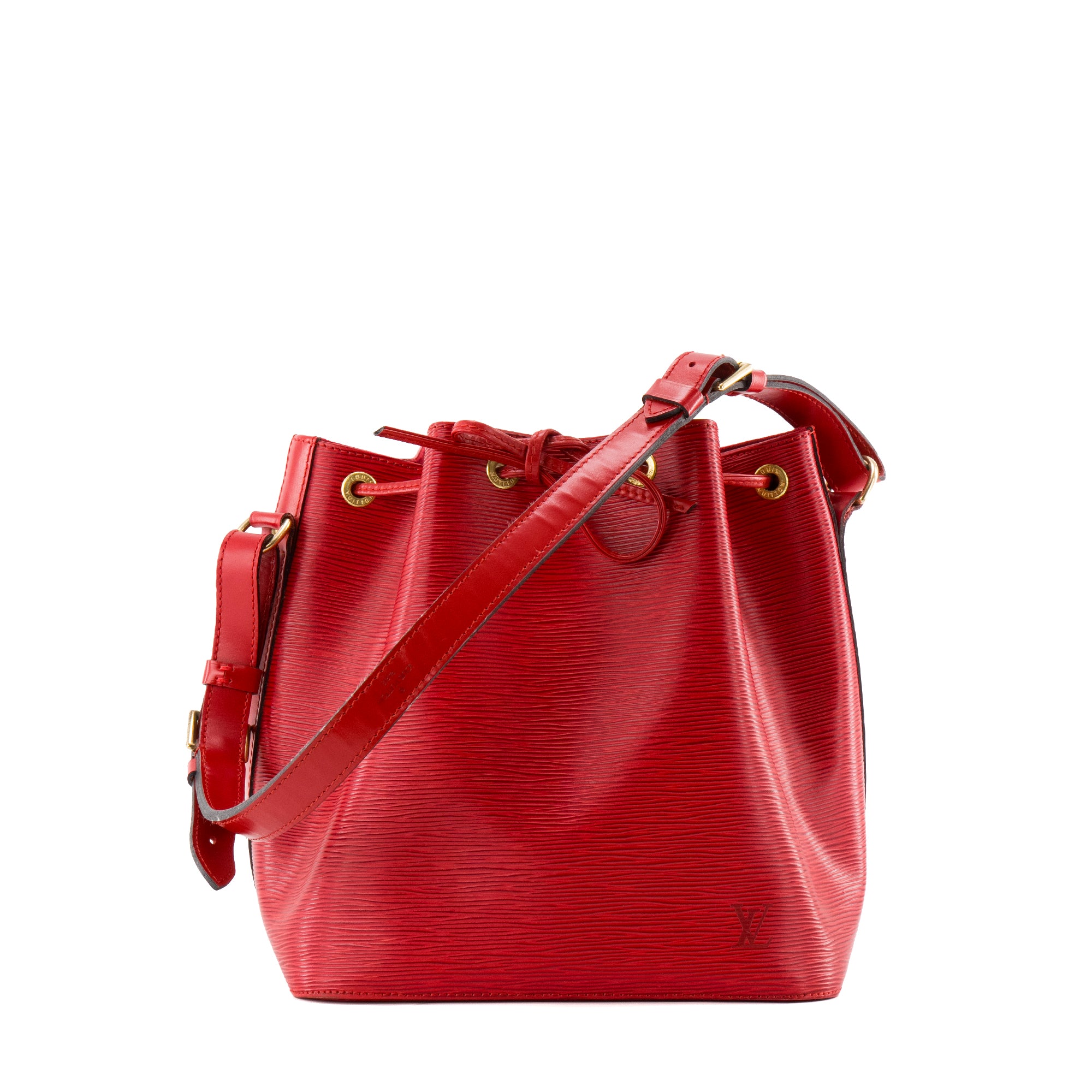 LOUIS VUITTON - Sac à épaule Noé Louis Vuitton en cuir épi rouge vintage