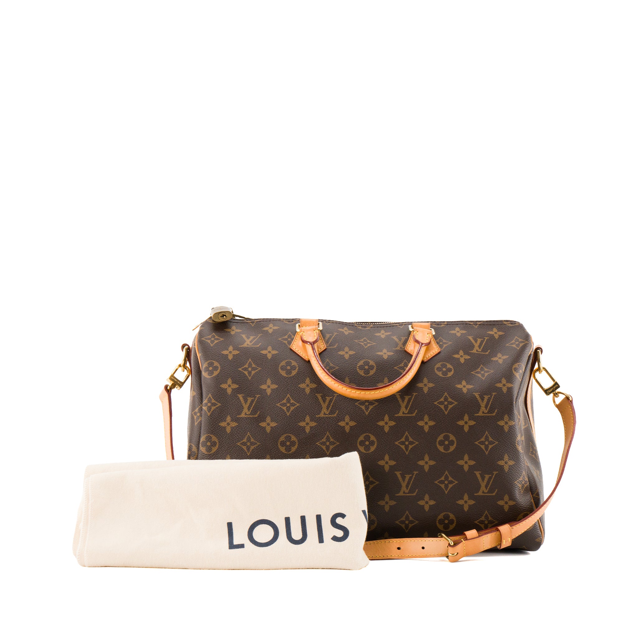 LOUIS VUITTON - Sac à épaule Speedy 35 Louis Vuitton en toile enduite monogrammée