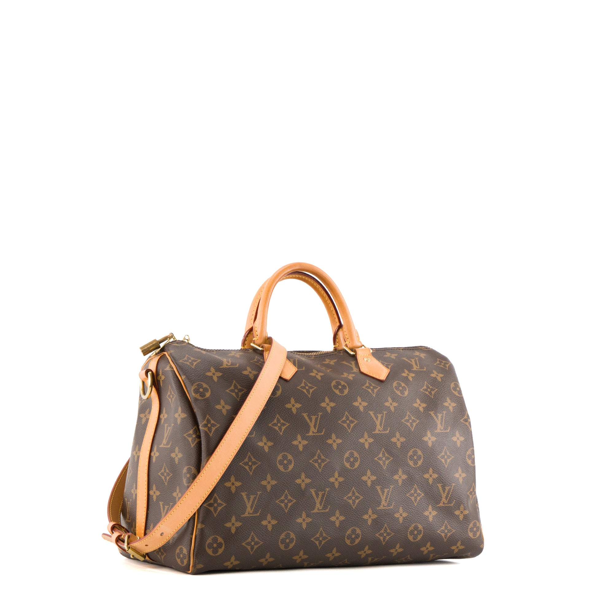 LOUIS VUITTON - Sac à épaule Speedy 35 Louis Vuitton en toile enduite monogrammée