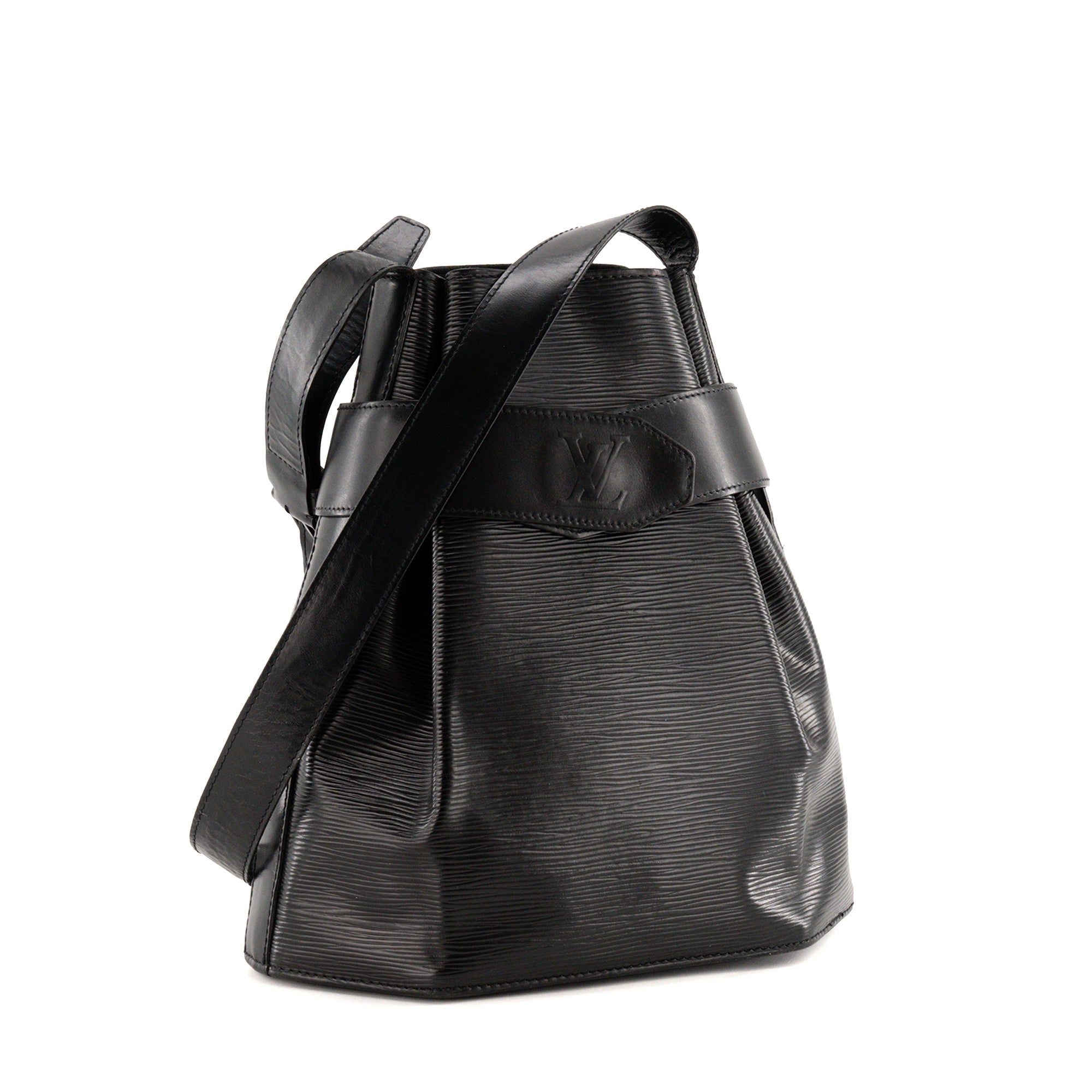 LOUIS VUITTON - Sac à épaule Twist Bucket Louis Vuitton en cuir épi noir vintage