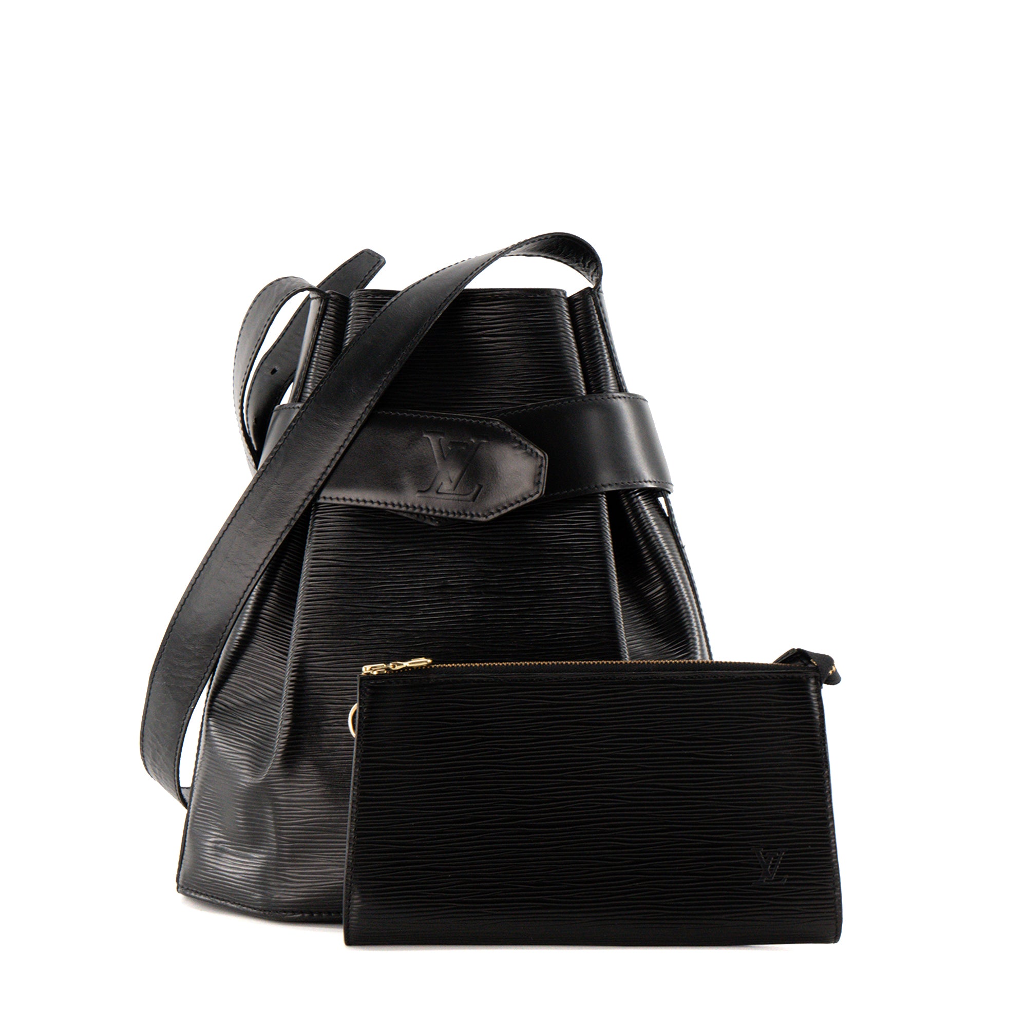 LOUIS VUITTON - Sac à épaule Twist Bucket Louis Vuitton en cuir épi noir vintage
