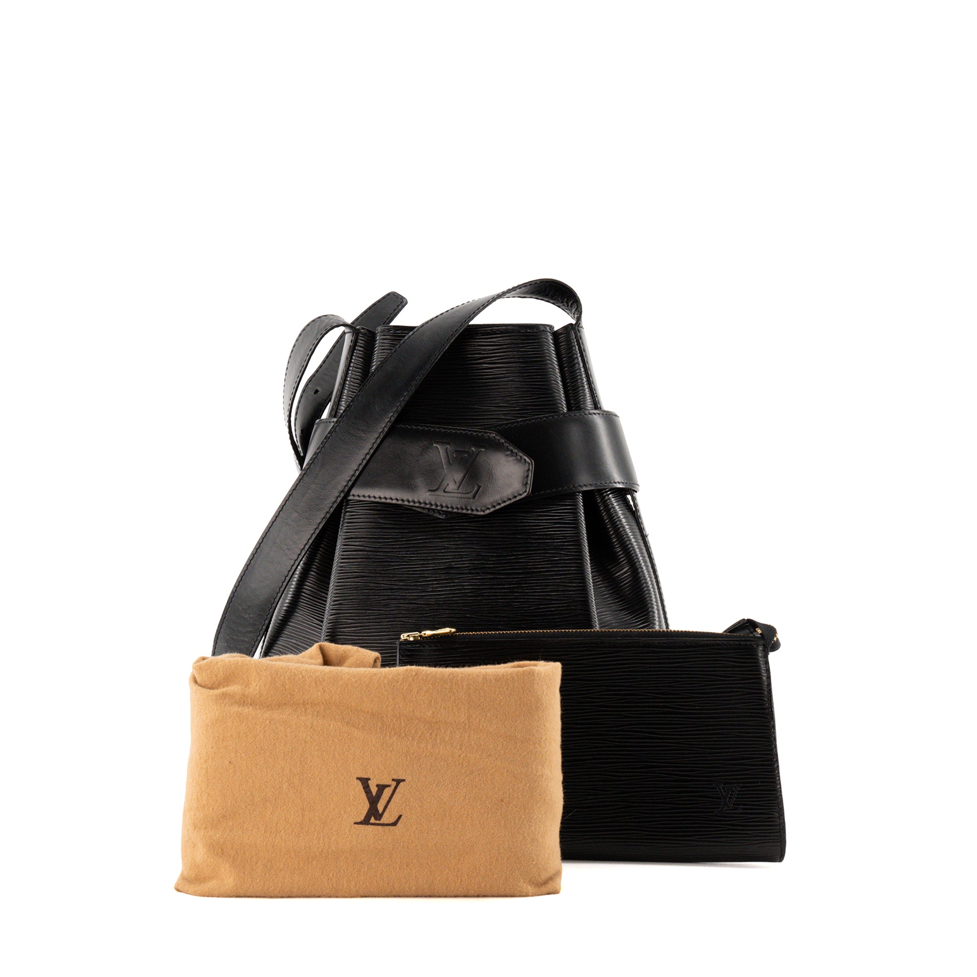 LOUIS VUITTON - Sac à épaule Twist Bucket Louis Vuitton en cuir épi noir vintage