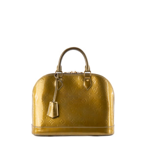 LOUIS VUITTON - Sac à main Alma PM Louis Vuitton en cuir verni kaki vintage