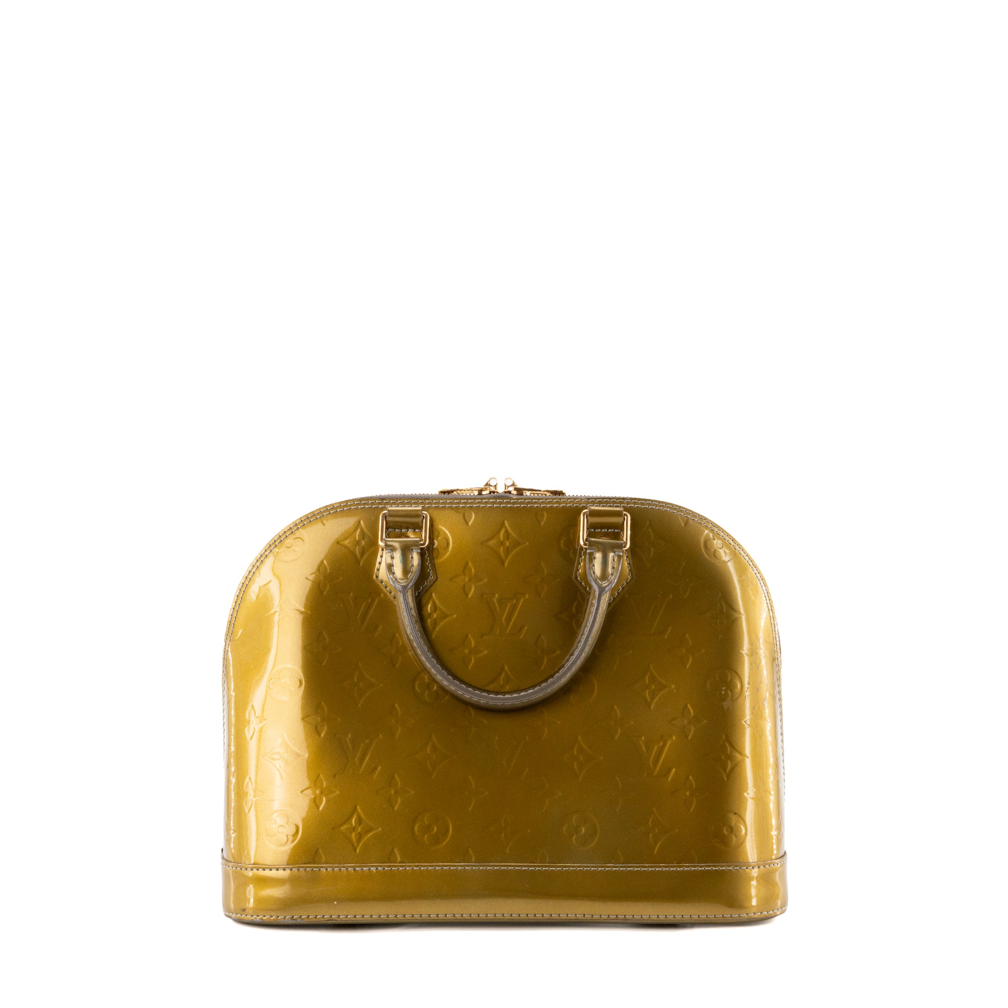LOUIS VUITTON - Sac à main Alma PM Louis Vuitton en cuir verni kaki vintage