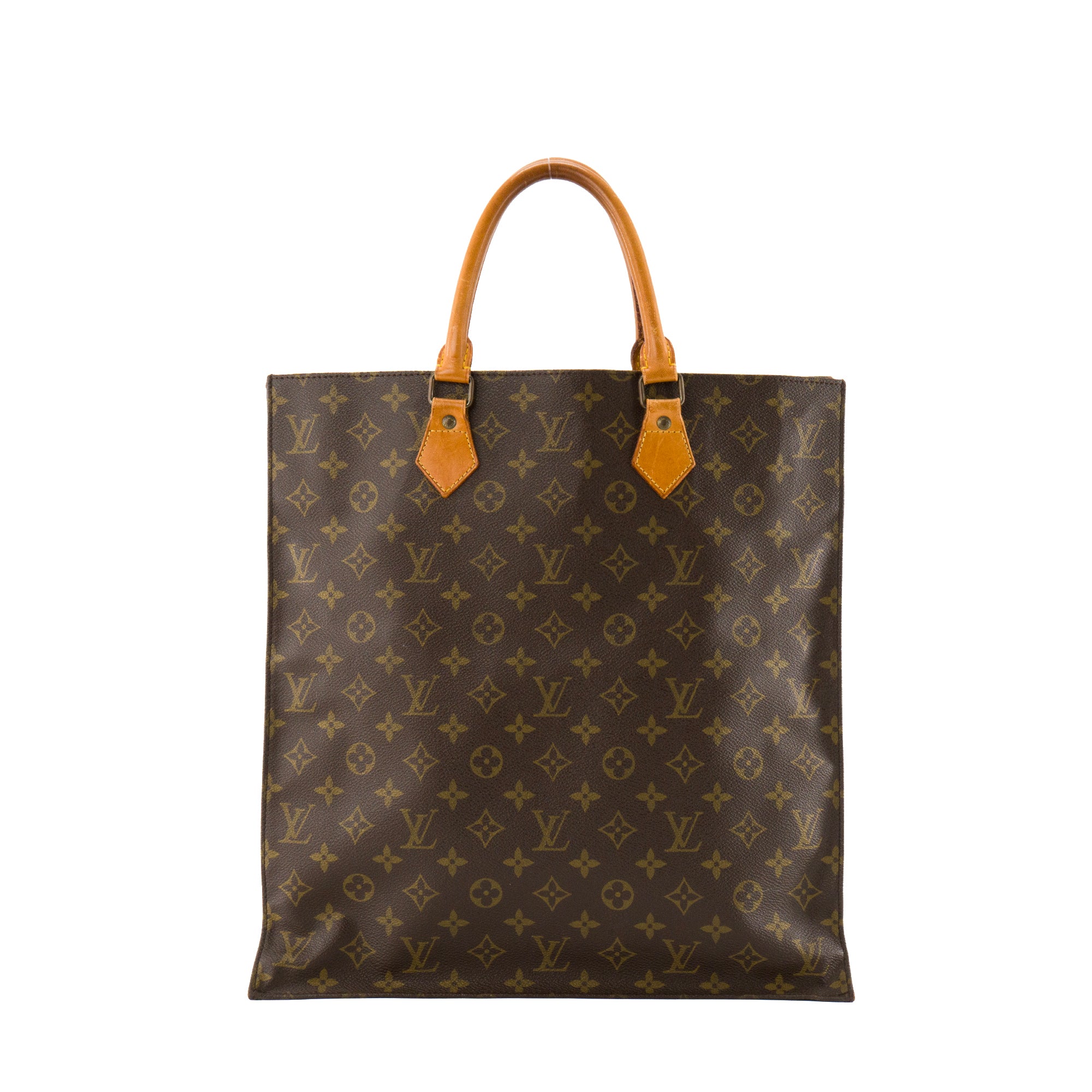 LOUIS VUITTON - Sac à main Cabas Plat Louis Vuitton en toile enduite monogrammée vintage