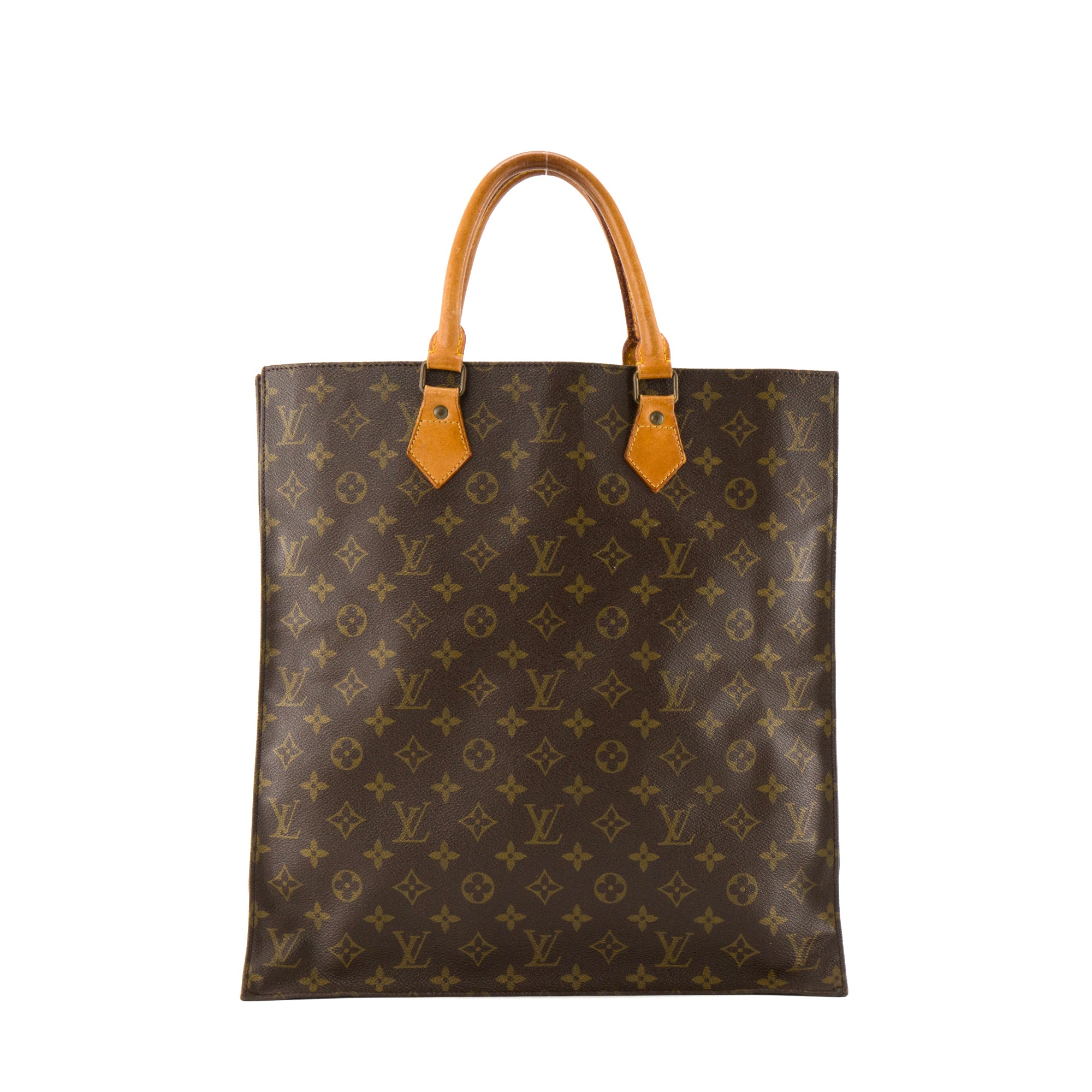 LOUIS VUITTON - Sac à main Cabas Plat Louis Vuitton en toile enduite monogrammée vintage