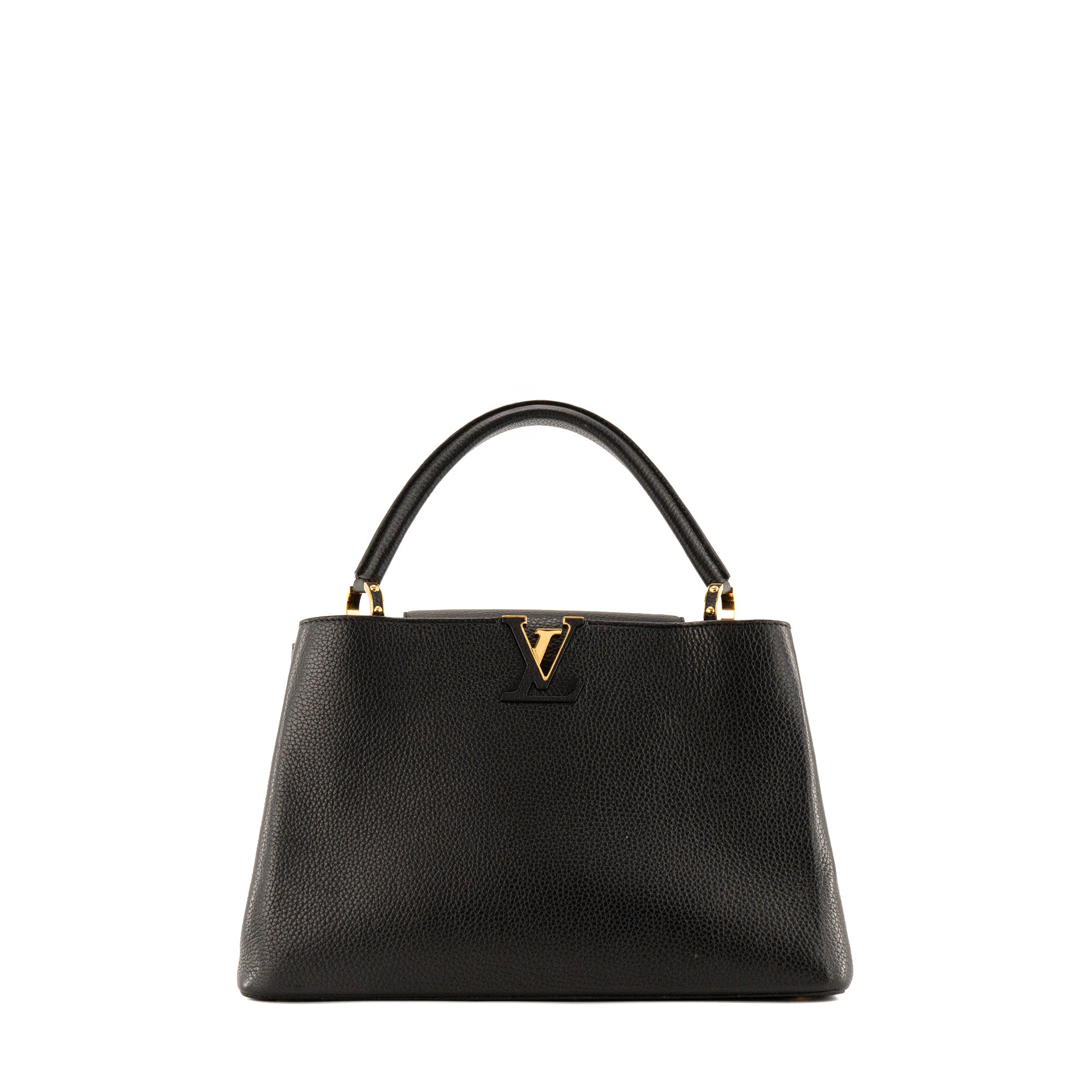 LOUIS VUITTON - Sac à main Capucines Louis Vuitton en cuir grainé noir