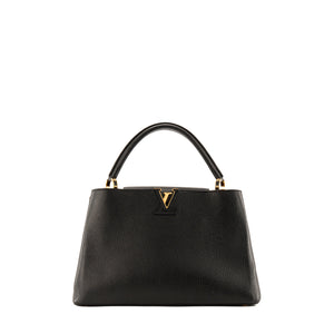 LOUIS VUITTON - Sac à main Capucines Louis Vuitton en cuir grainé noir
