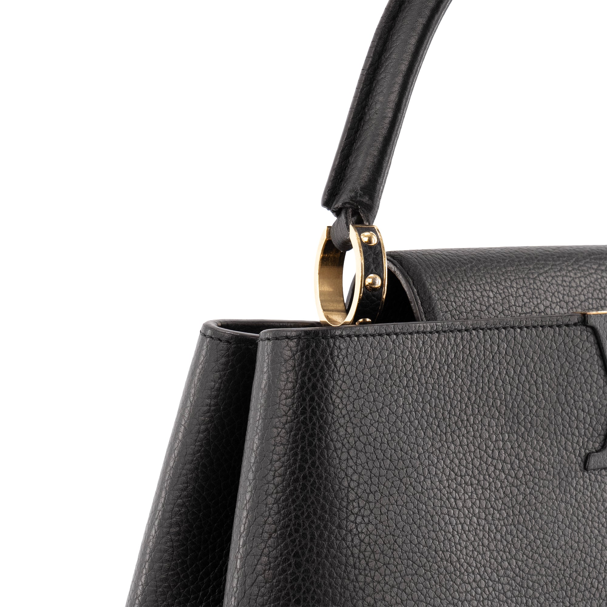 LOUIS VUITTON - Sac à main Capucines Louis Vuitton en cuir grainé noir