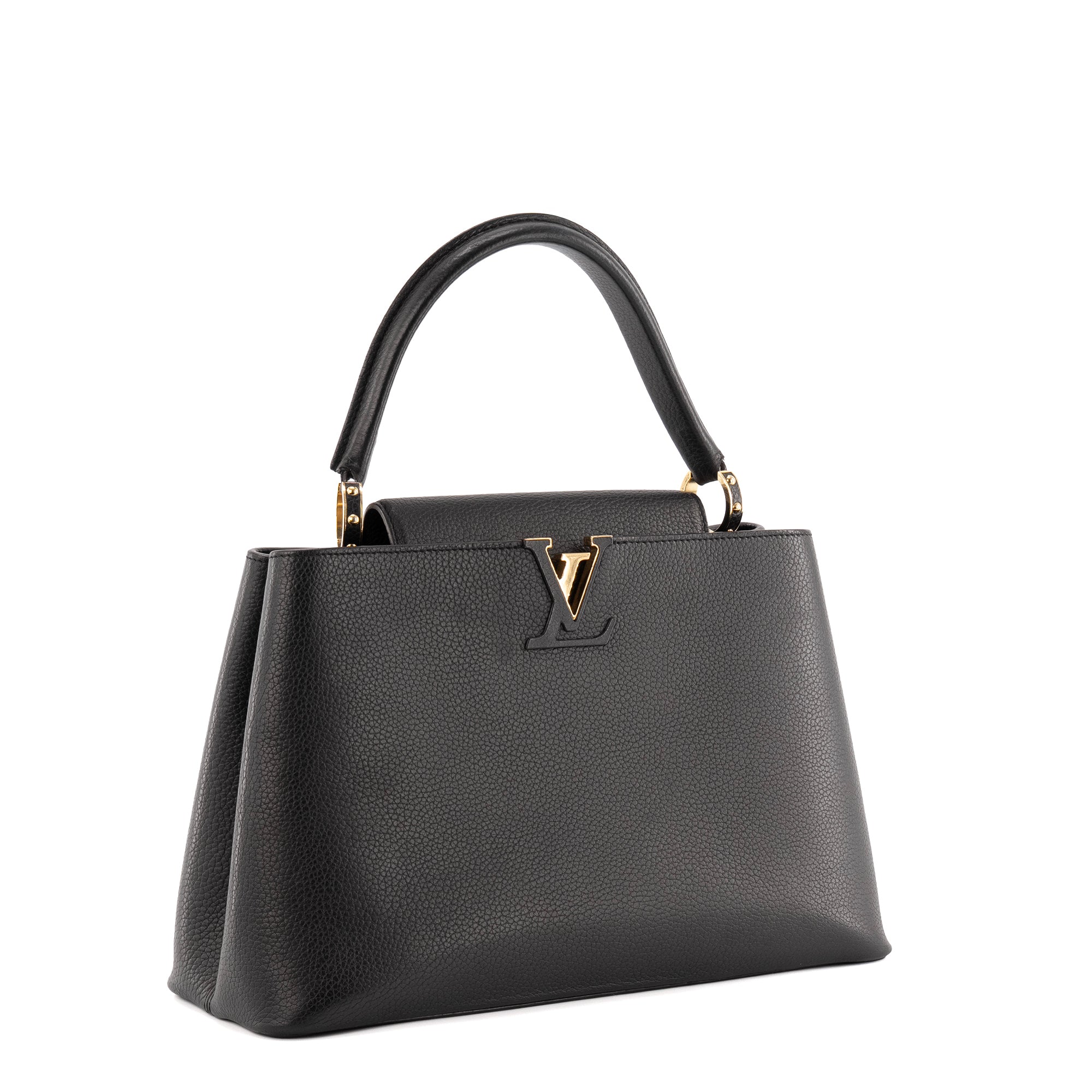 LOUIS VUITTON - Sac à main Capucines Louis Vuitton en cuir grainé noir