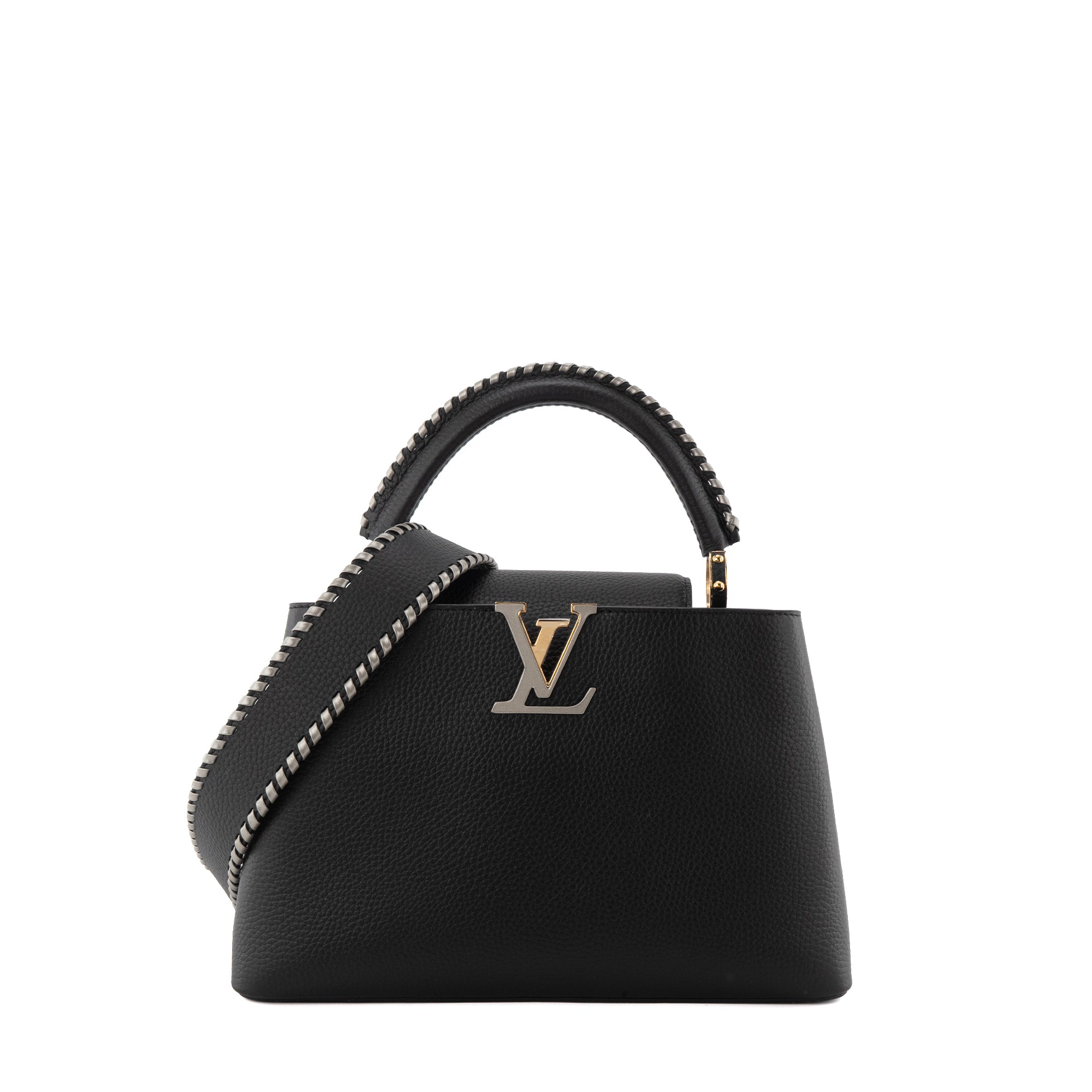 LOUIS VUITTON - Sac à main Capucines MM Louis Vuitton en cuir grainé noir édition limitée