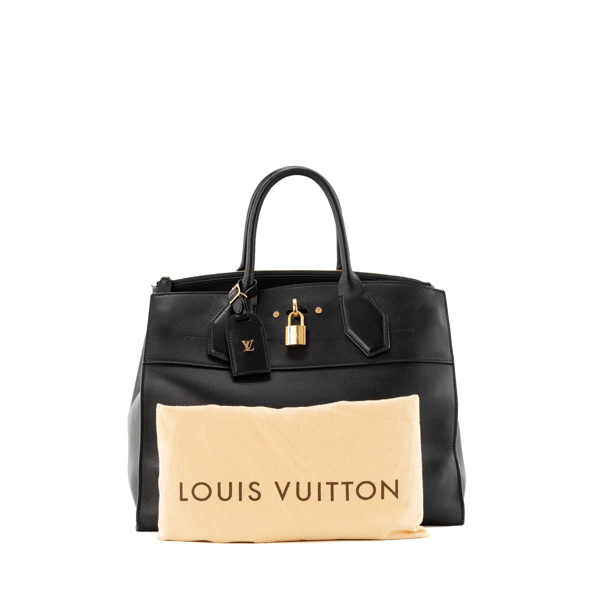 LOUIS VUITTON - Sac à main City Steamer MM Louis Vuitton en cuir lisse noir