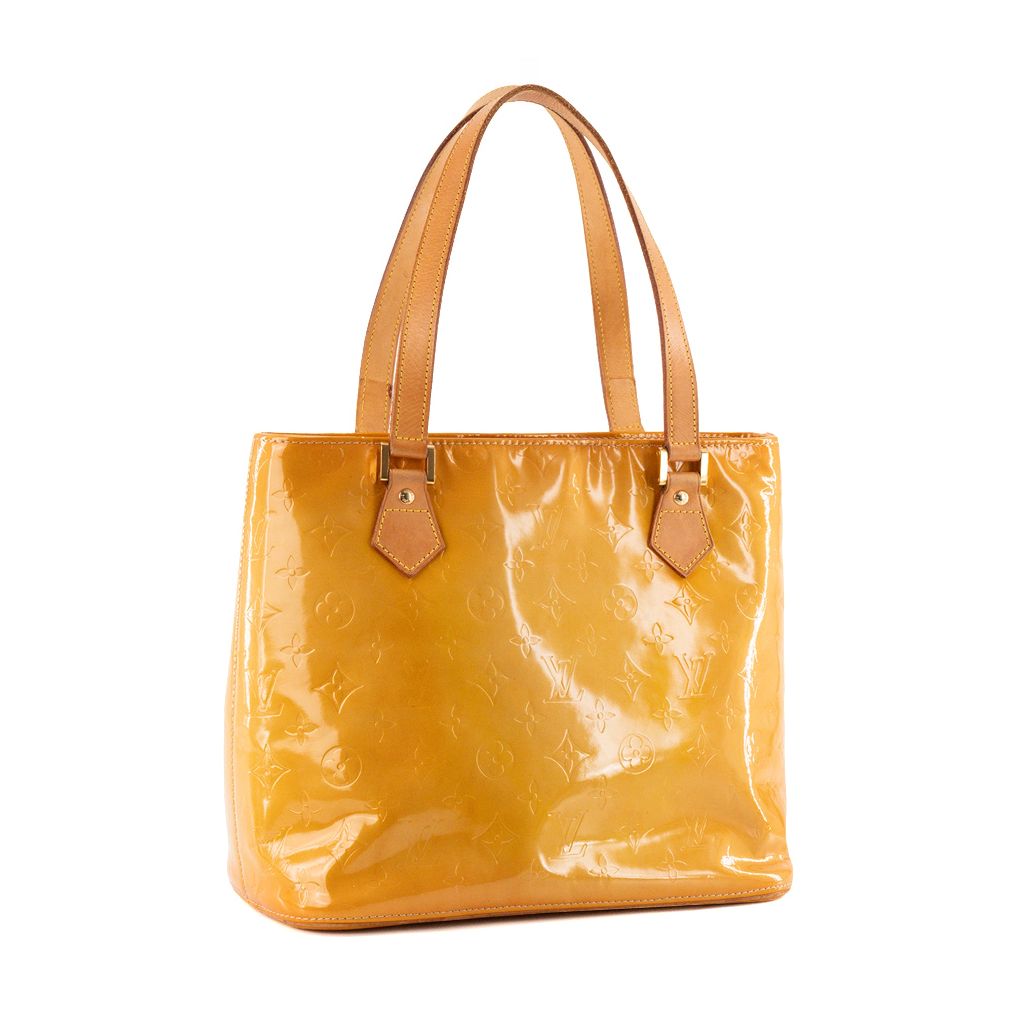 LOUIS VUITTON - Sac à main Houston Louis Vuitton en cuir verni moutarde vintage