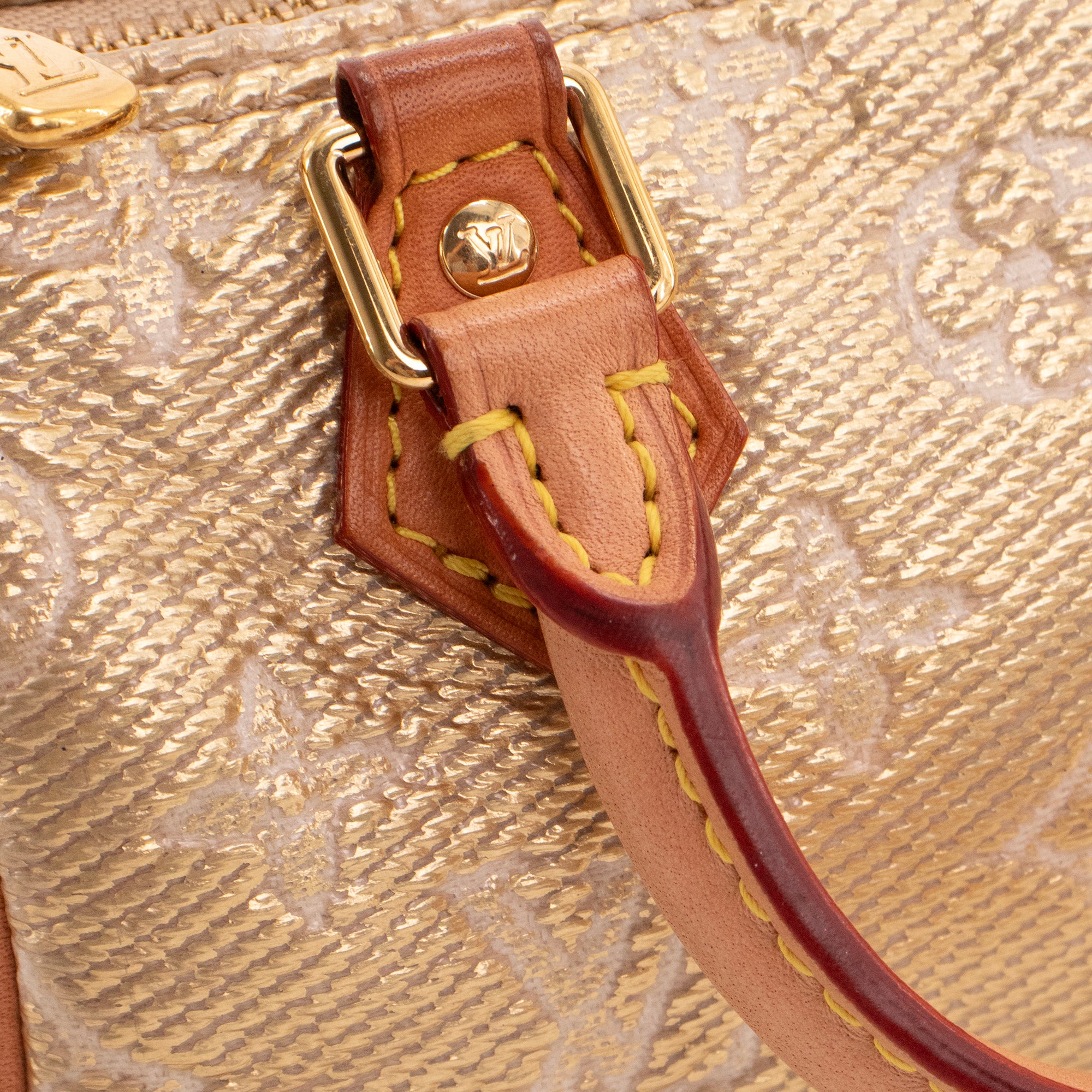 LOUIS VUITTON - Louis Vuitton Nano Speedy handbag in gold monoglam coated canvas