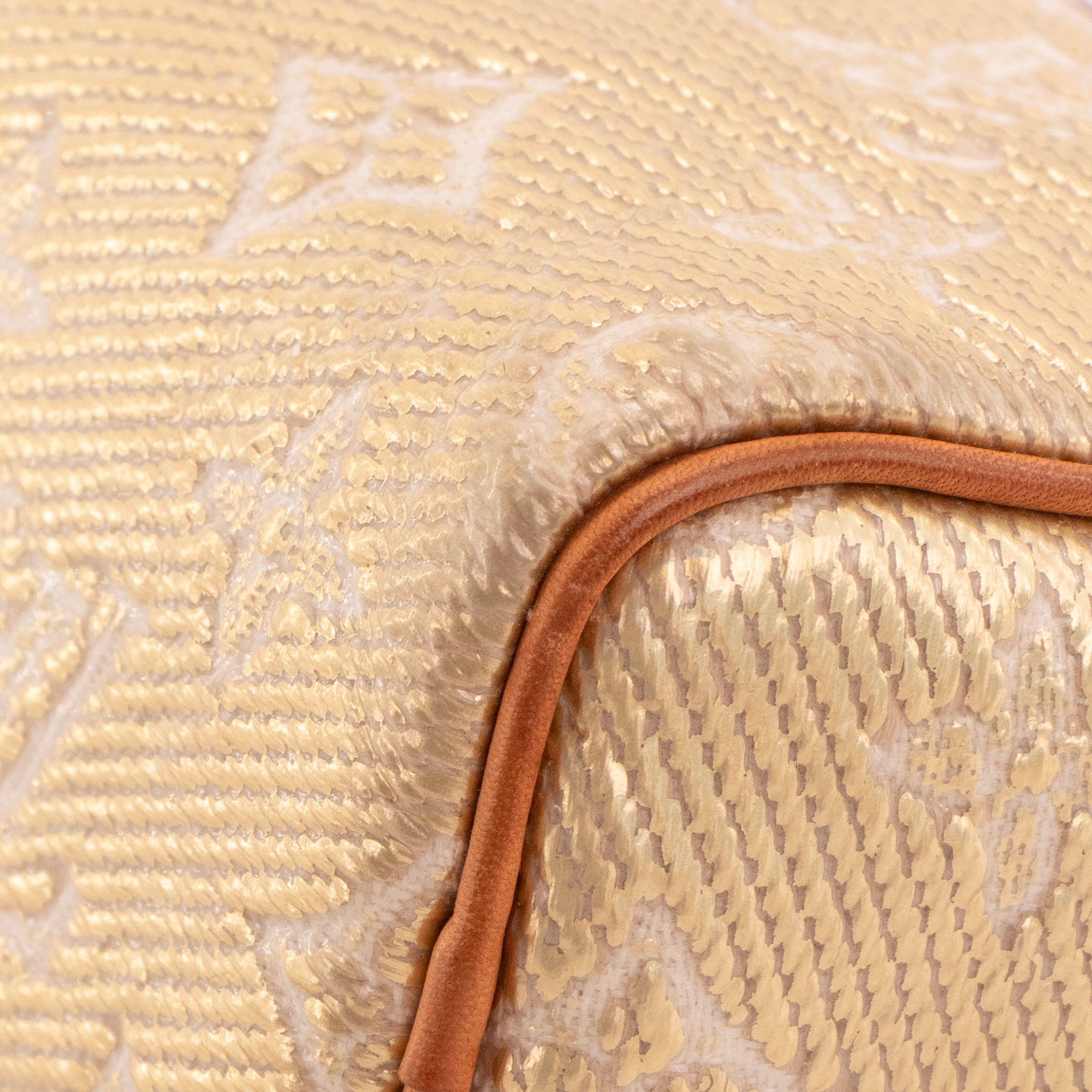 LOUIS VUITTON - Louis Vuitton Nano Speedy handbag in gold monoglam coated canvas