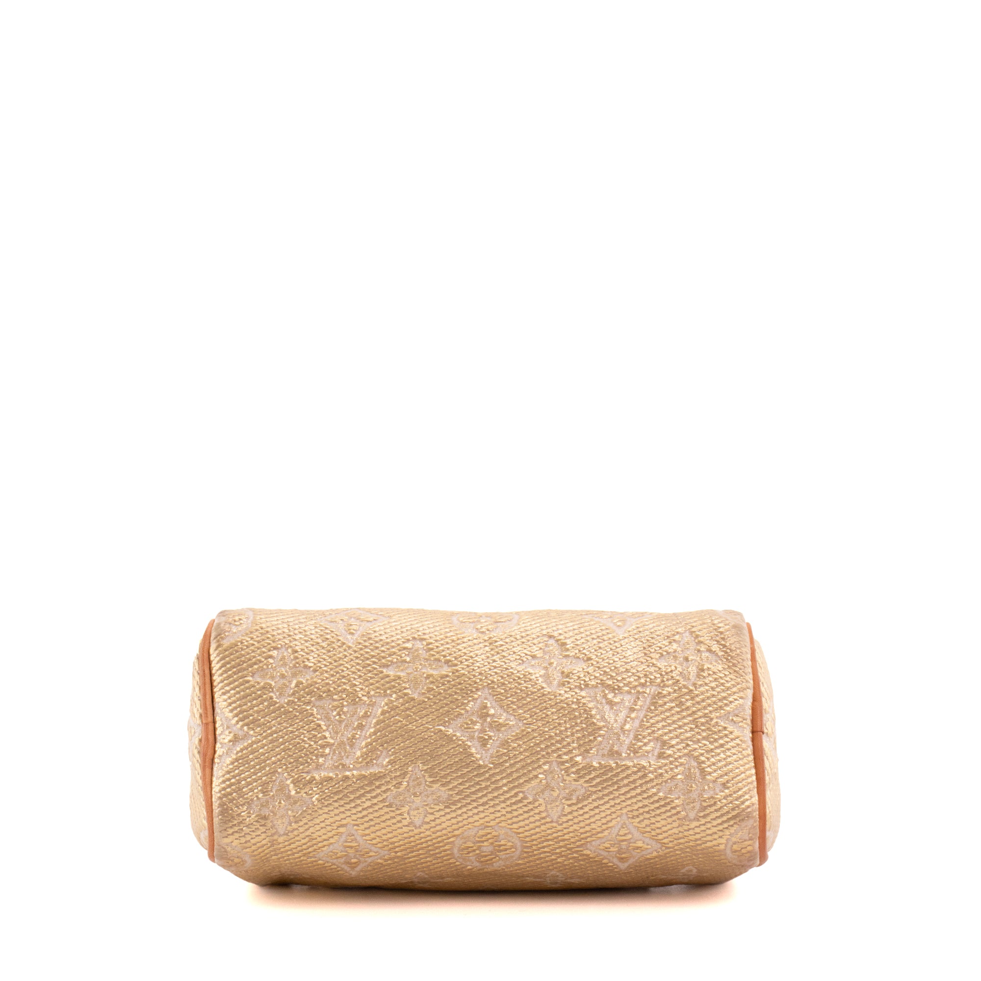 LOUIS VUITTON - Louis Vuitton Nano Speedy handbag in gold monoglam coated canvas