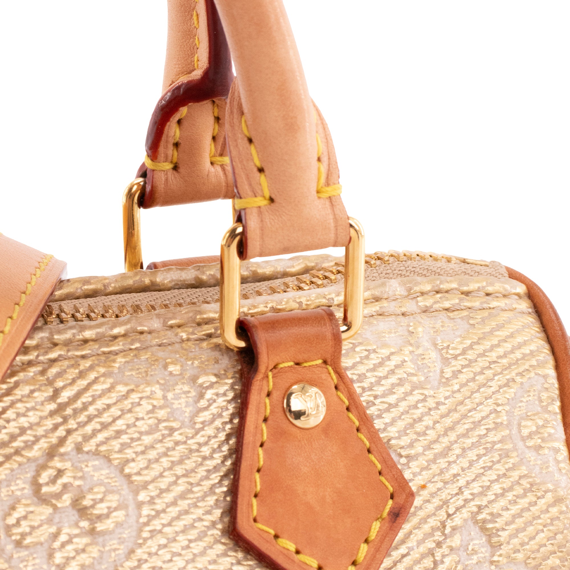 LOUIS VUITTON - Louis Vuitton Nano Speedy handbag in gold monoglam coated canvas