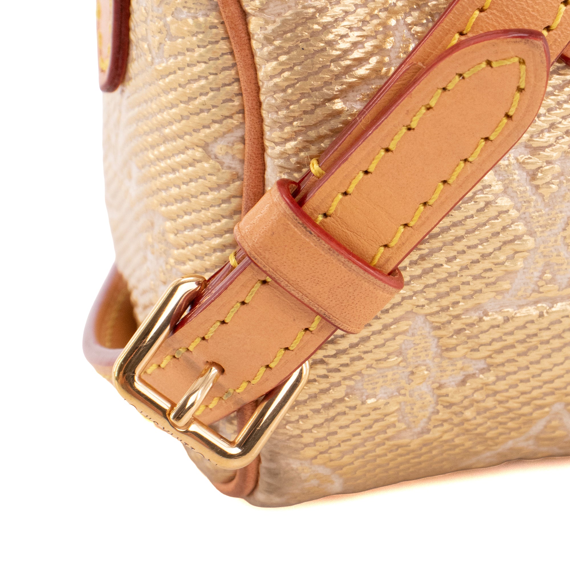 LOUIS VUITTON - Louis Vuitton Nano Speedy handbag in gold monoglam coated canvas