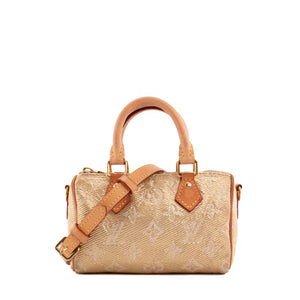 LOUIS VUITTON - Louis Vuitton Nano Speedy handbag in gold monoglam coated canvas