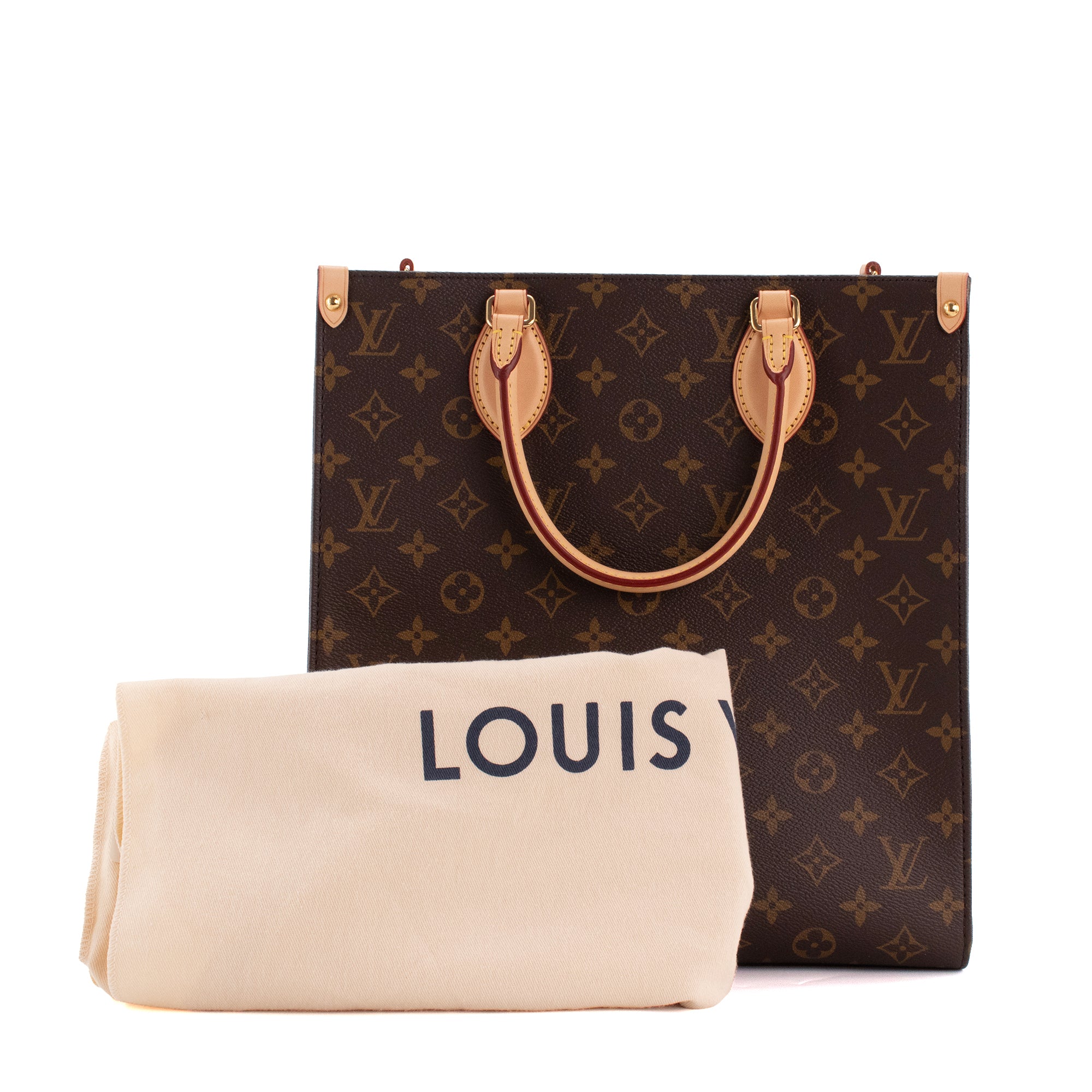 LOUIS VUITTON - Sac à main Plat MM Louis Vuitton  toile enduite monogrammée