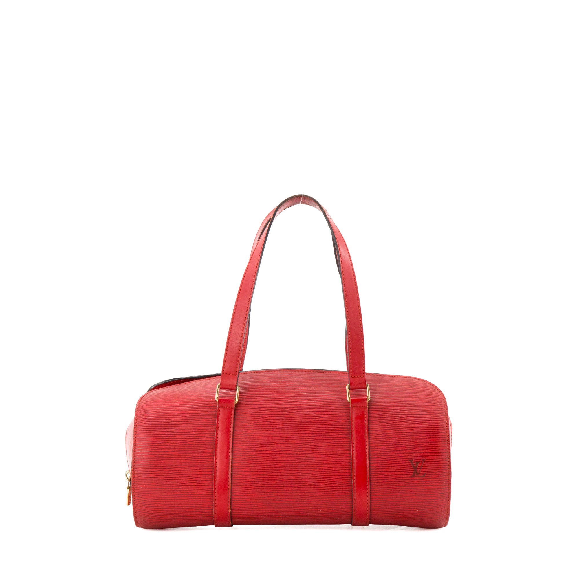 LOUIS VUITTON - Sac à main Soufflot Louis Vuitton en cuir épi rouge vintage