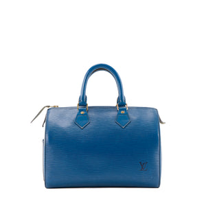 LOUIS VUITTON - Sac à main Speedy 25 Louis Vuitton cuir épi bleu vintage