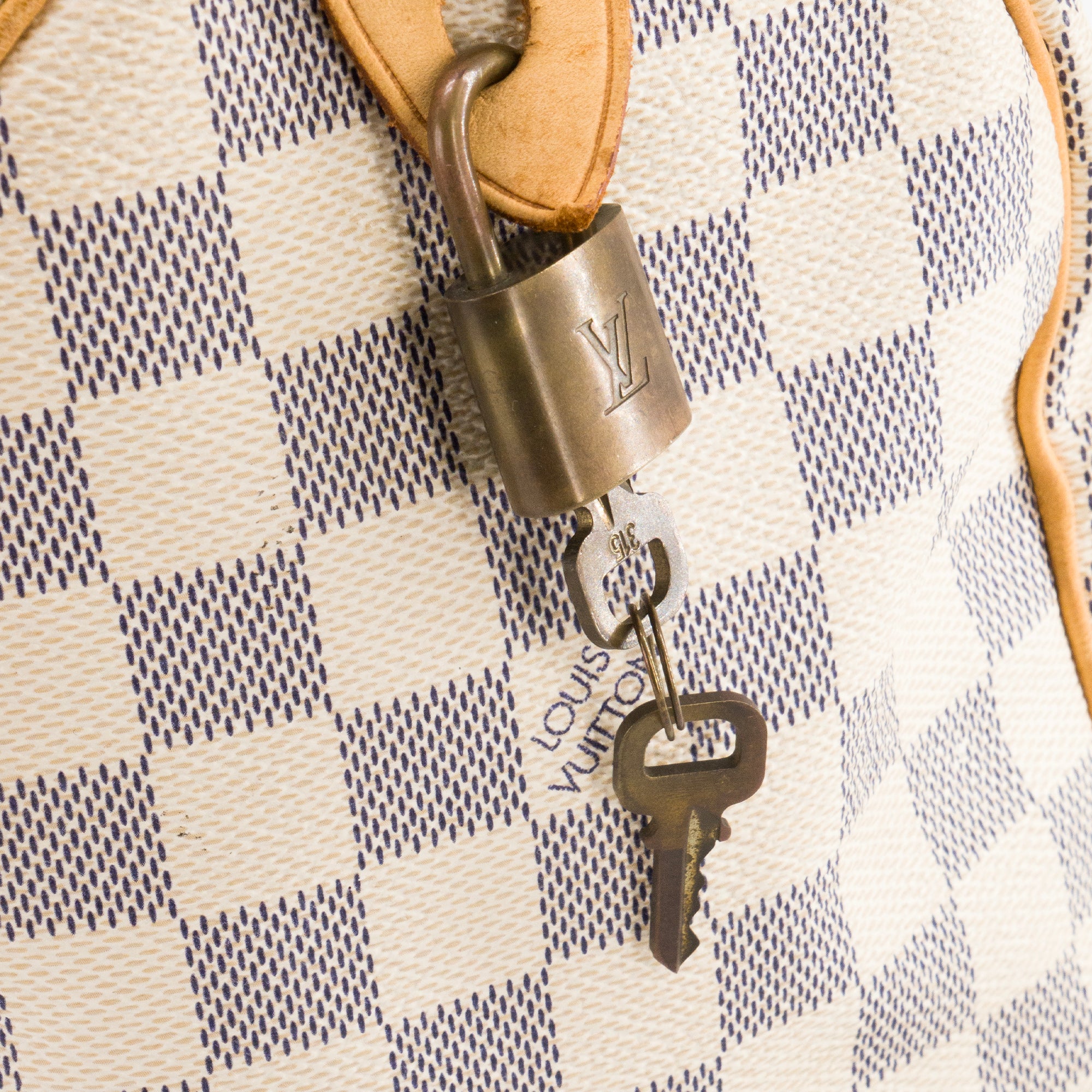 LOUIS VUITTON - Sac à main Speedy 25 Louis Vuitton en toile enduite damier azur